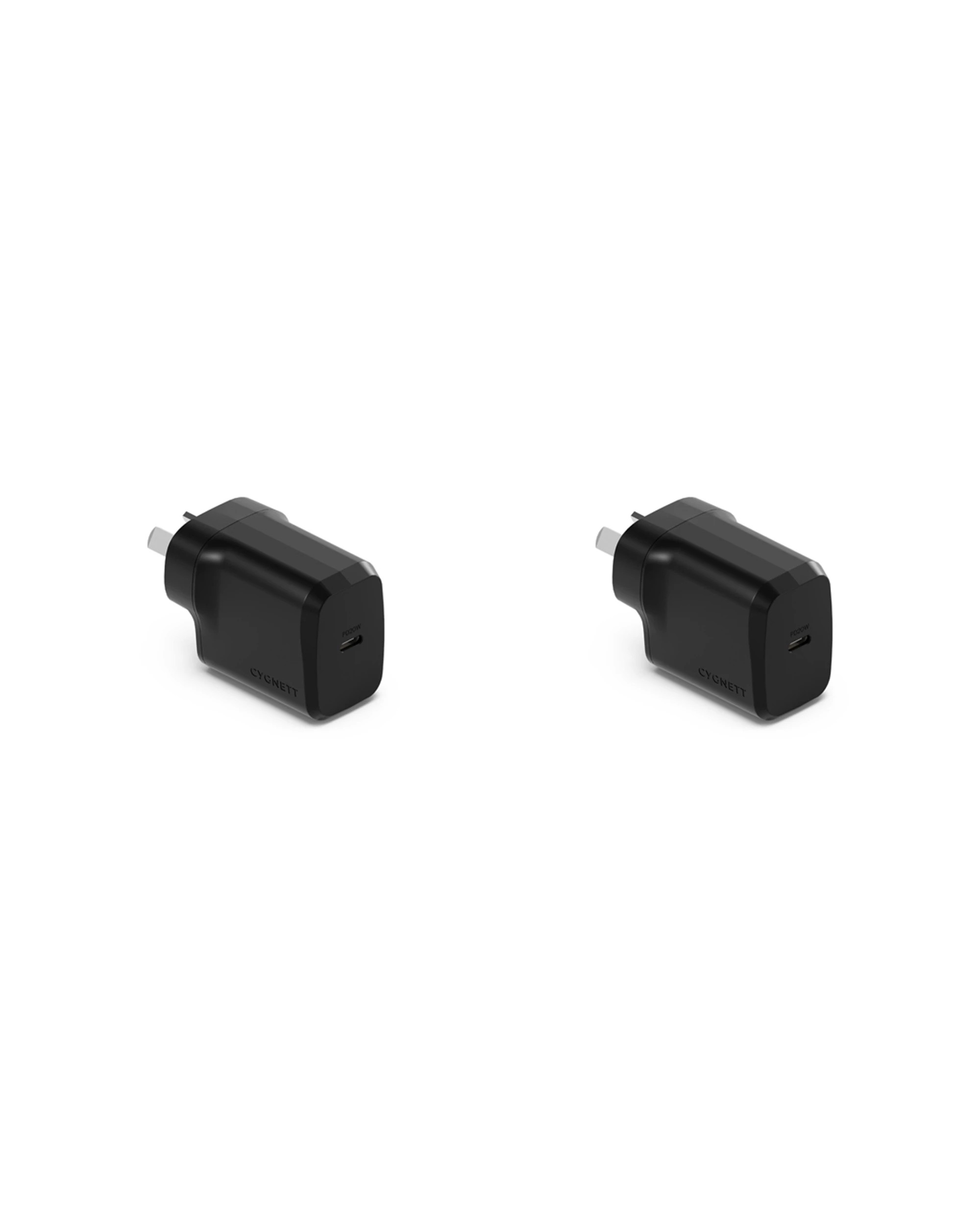 1 Cygnett 2PK PowerPlus 20W USB-C Wall Apple iPhone Charger - Black, 1 of 5