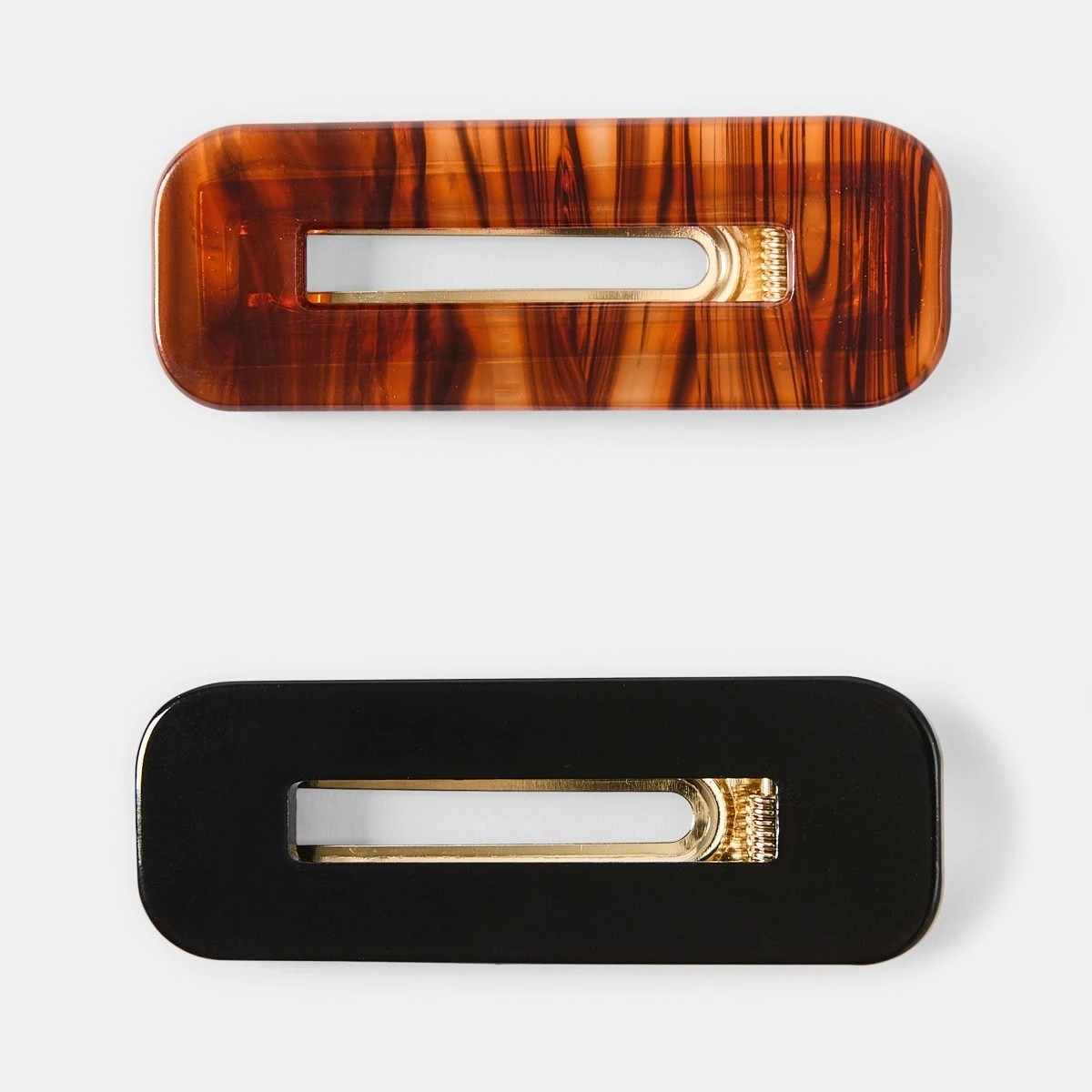 2 2 Pack Black and Brown Acrylic Slide Hair Clips, 2 of 4