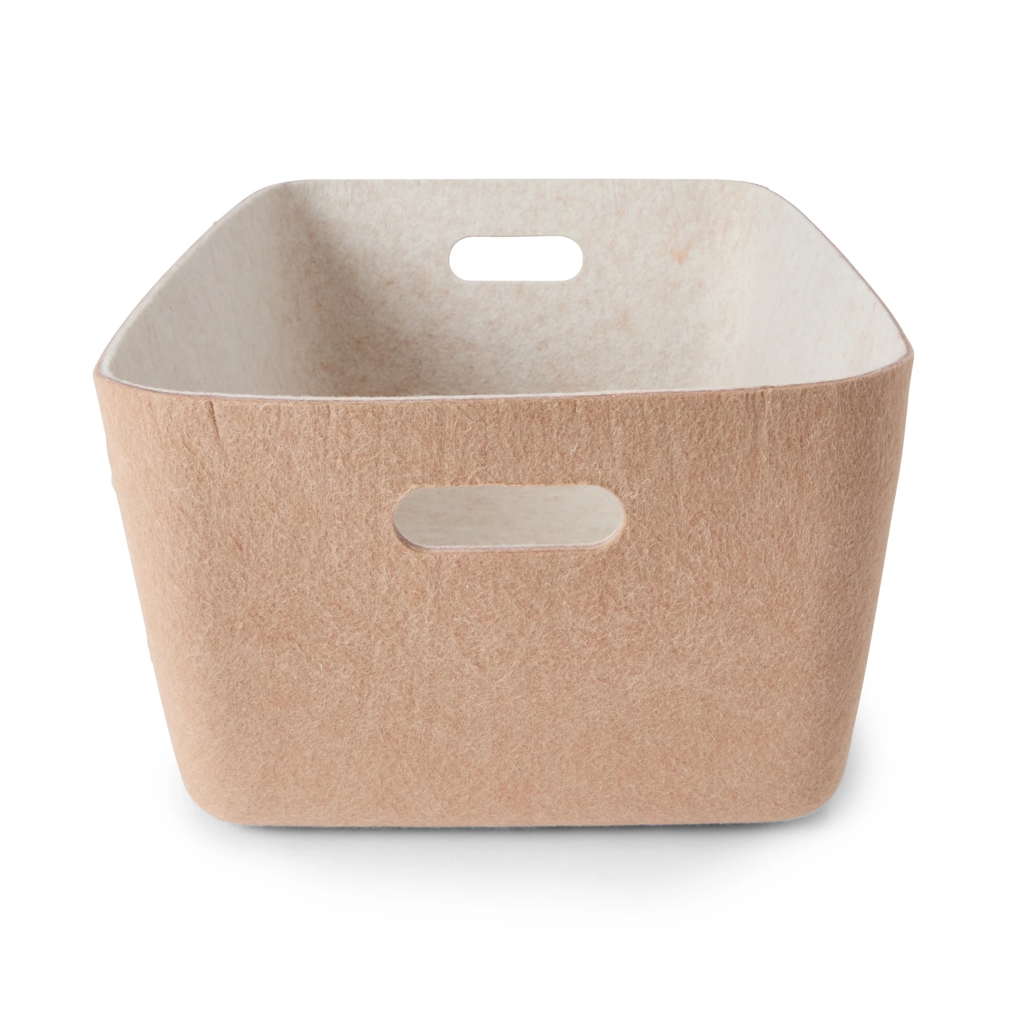 5 Two Tone Flat Felt Basket - Large, Beige, 5 of 9