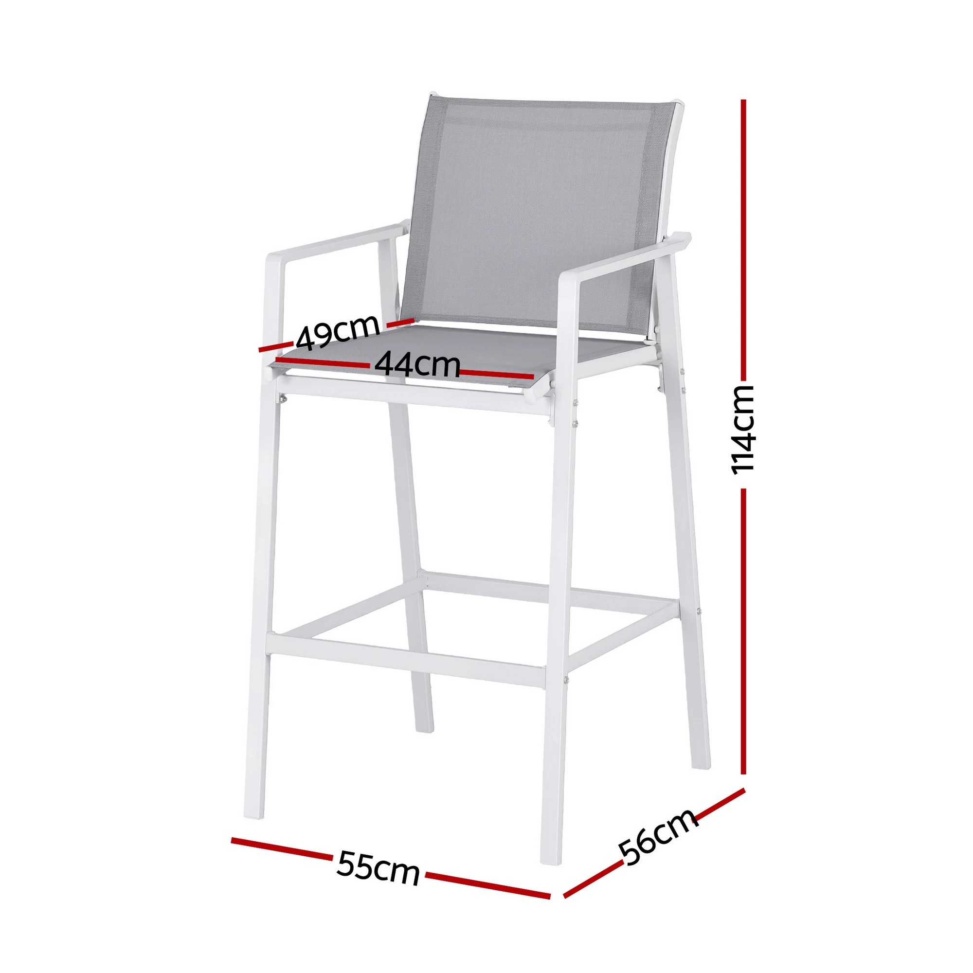 2 Gardeon 2PC Outdoor Bar Stools Dining Chairs Patio Furniture Garden Steel - White, 2 of 2
