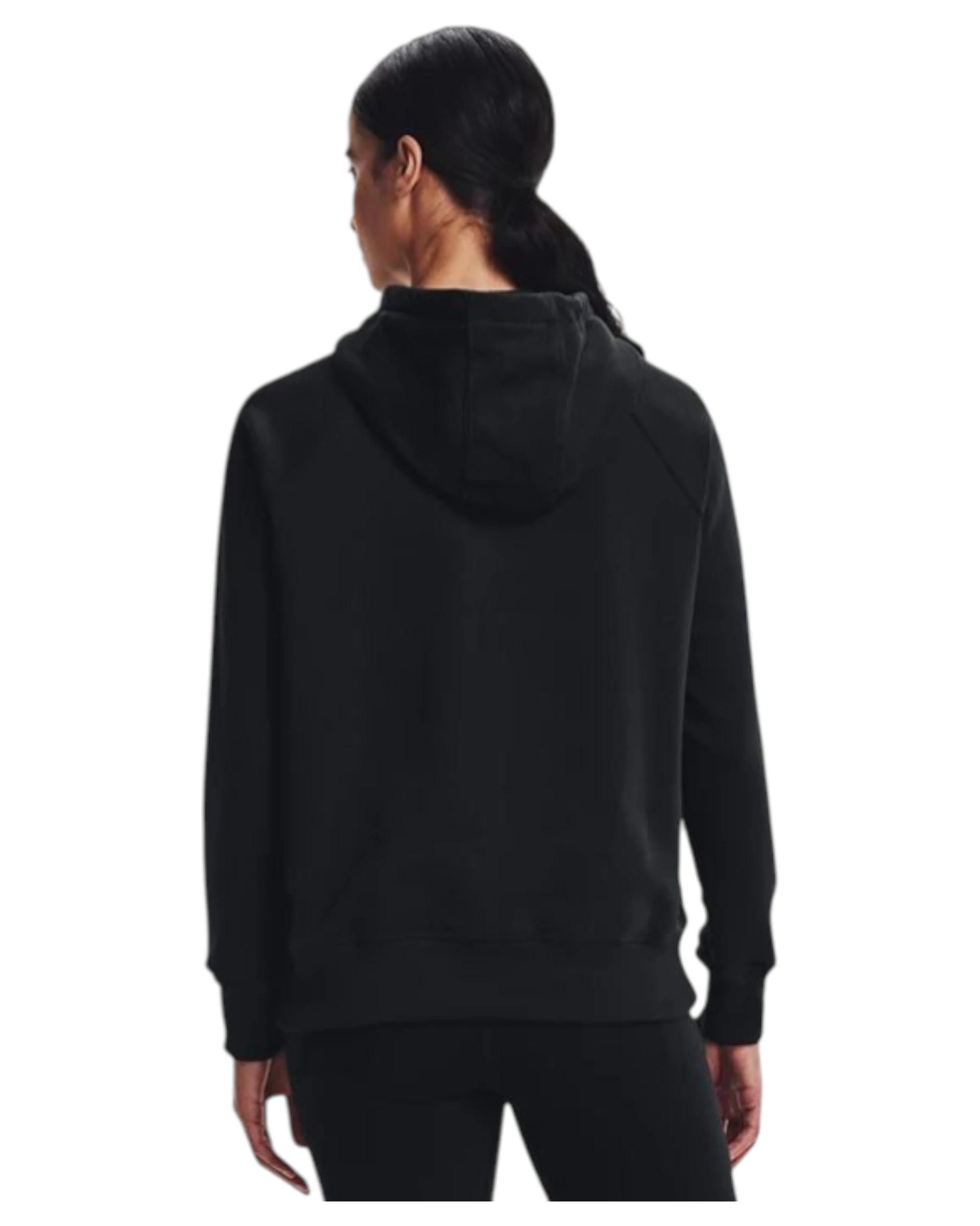 5 Under Armour Womens Black/White Rival Fleece Logo Hoodie BLACK/ WHITE, 5 of 5