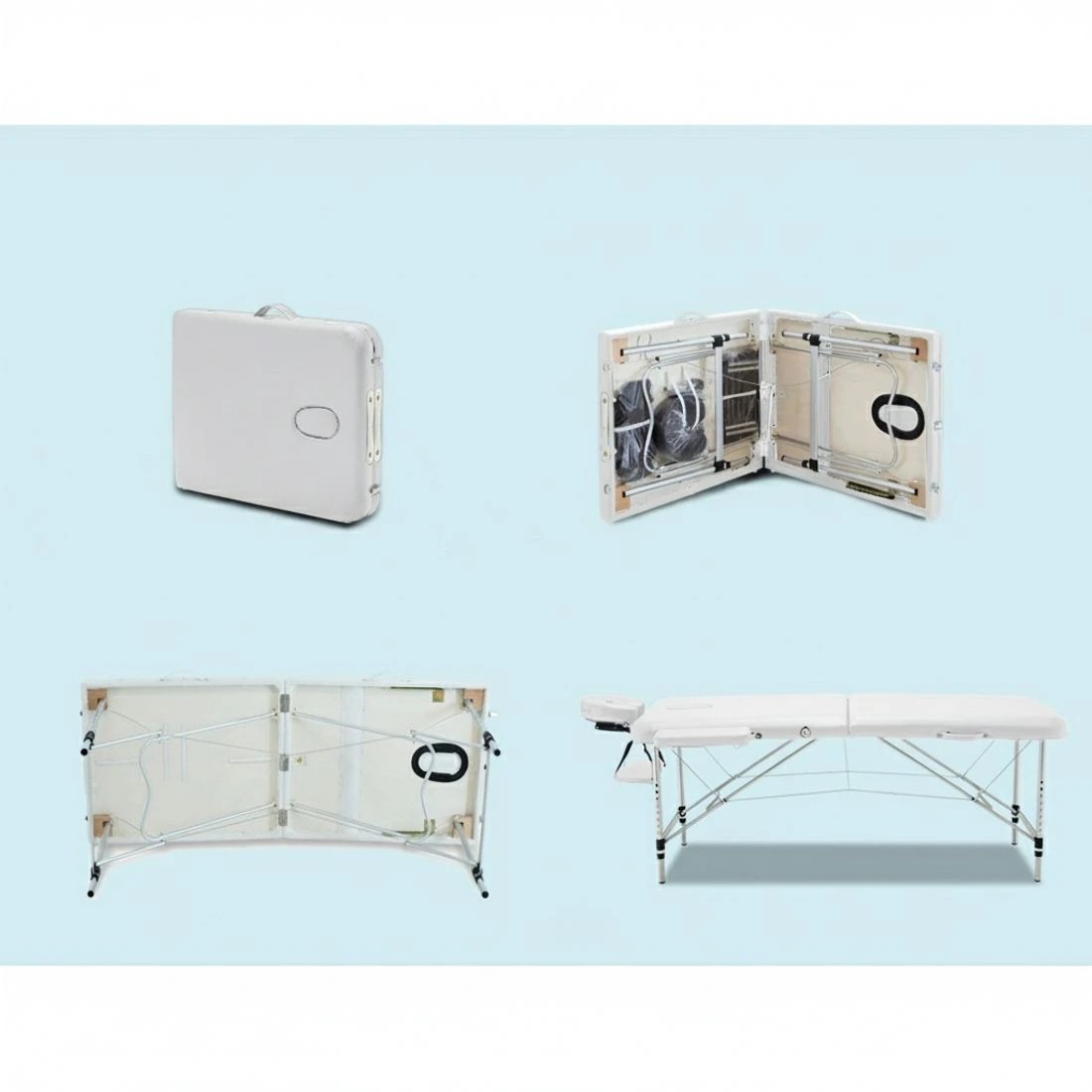 6 Zenses Massage Table 75cm Portable 2 Fold Aluminium Beauty Bed - White, 6 of 7