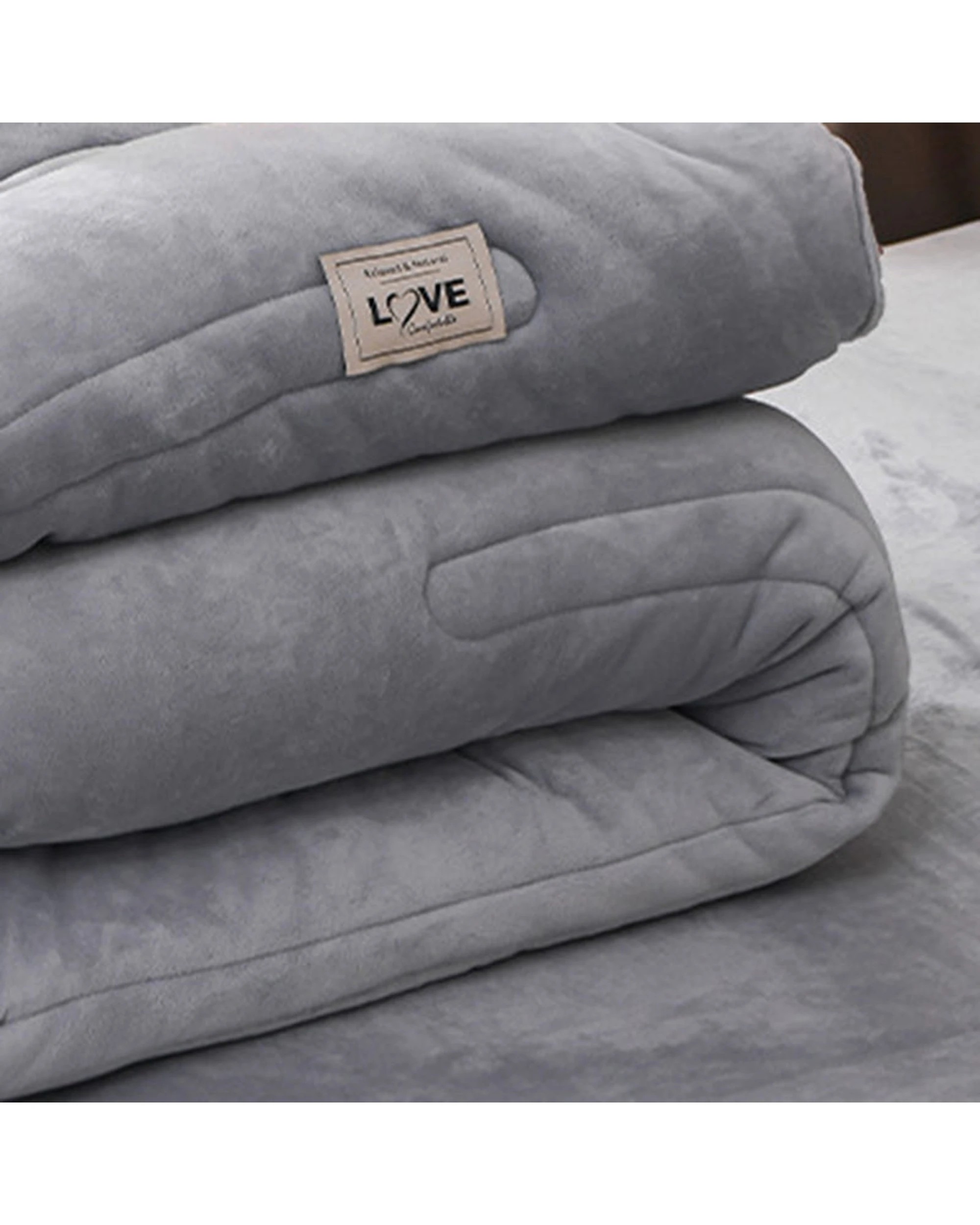 4 Cotton More Large Warm Soft Plush Blanket Comforter 200x230cm - Grey, 4 of 5