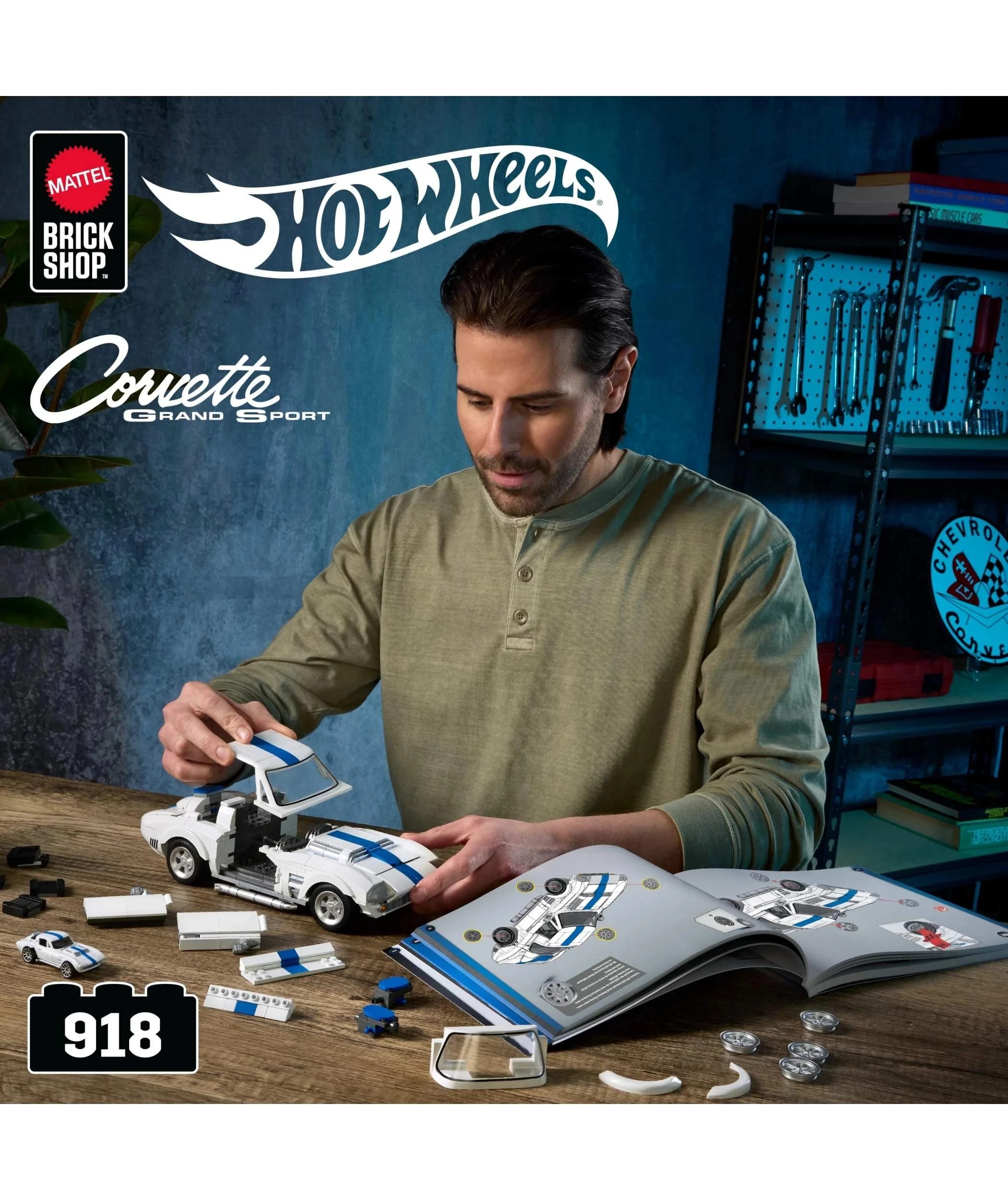 2 Mattel Brick Shop Hot Wheels Corvette Grand Sport Building Toy Kit - Multi, 2 of 6