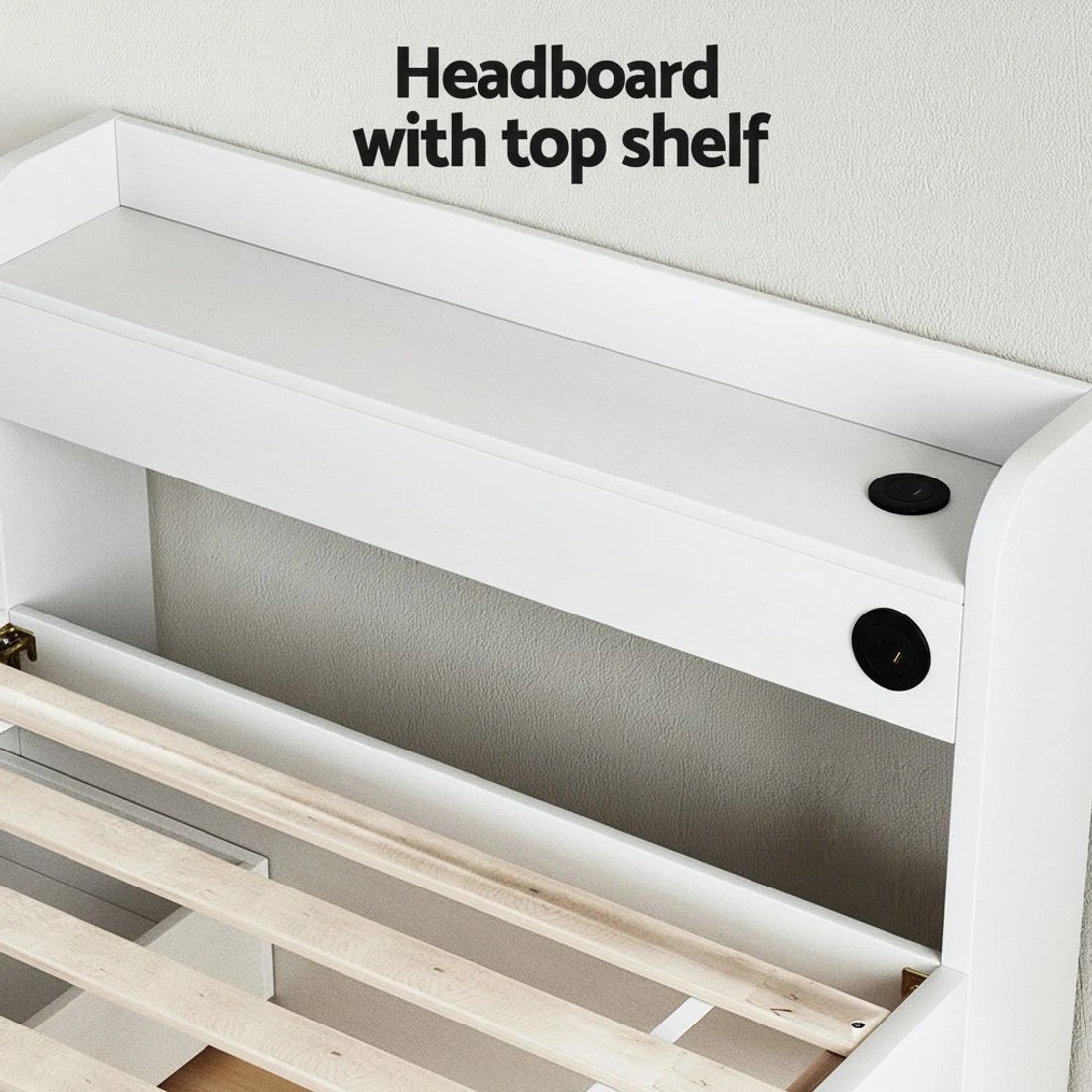 7 Artiss Single Bed Frame and Bedside Table - White, 7 of 10