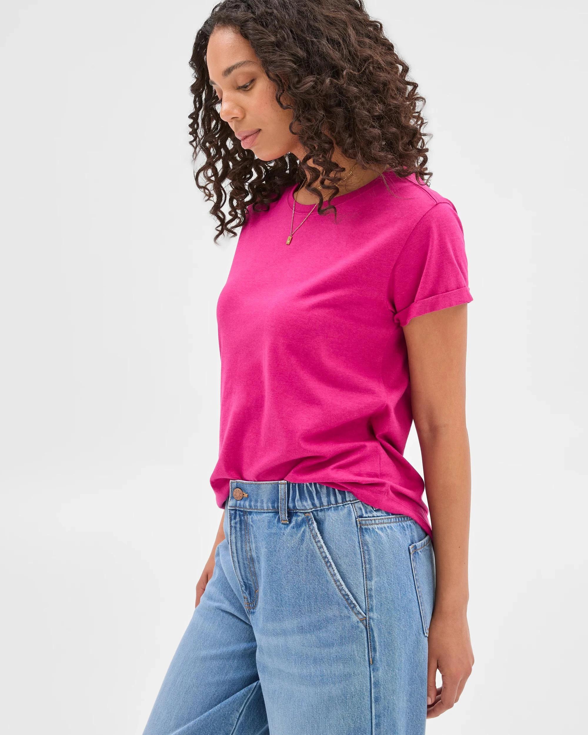 4 Target Cotton/Modal Relaxed Crew T-Shirt MAGENTA, 4 of 5
