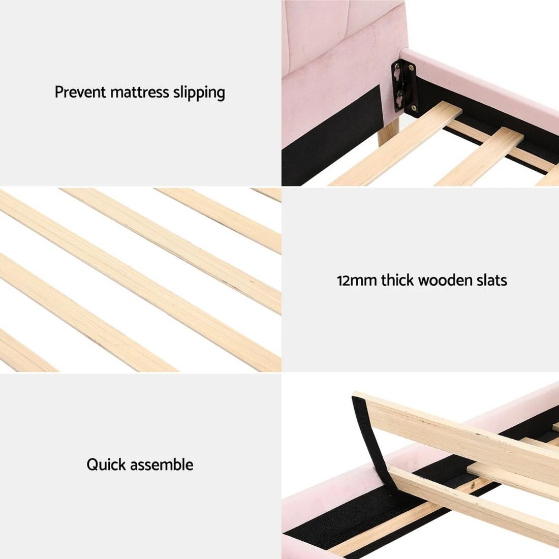 7 Artiss Bed Frame King Single Size - Pink, 7 of 7