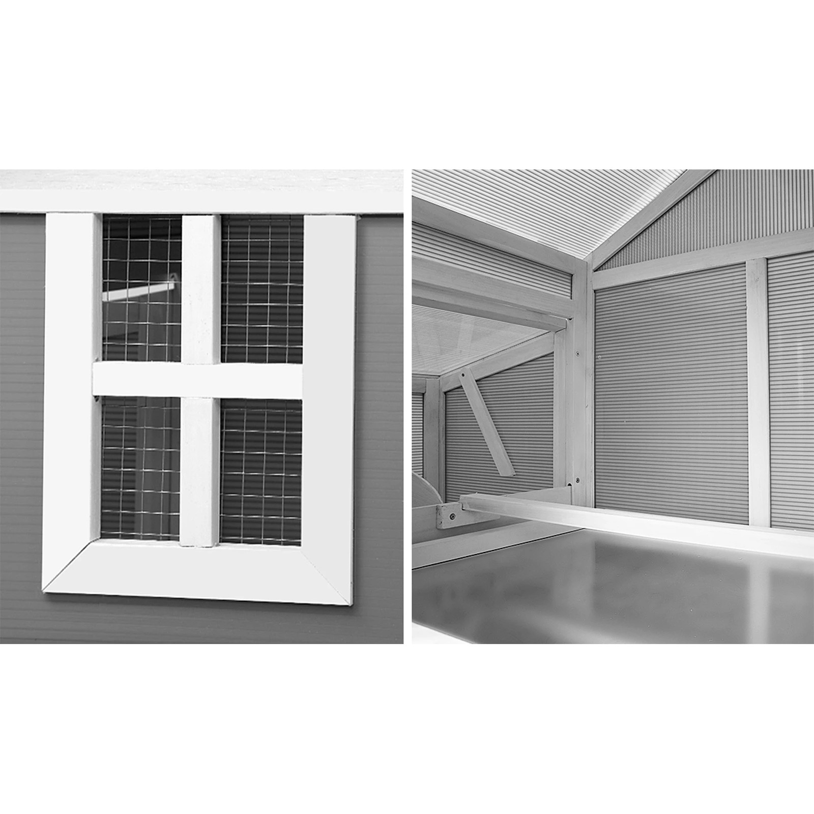 7 Alopet Chicken Coop Rabbit Hutch Large Wooden House Run Hatch Box Open Roof - Grey, 7 of 10