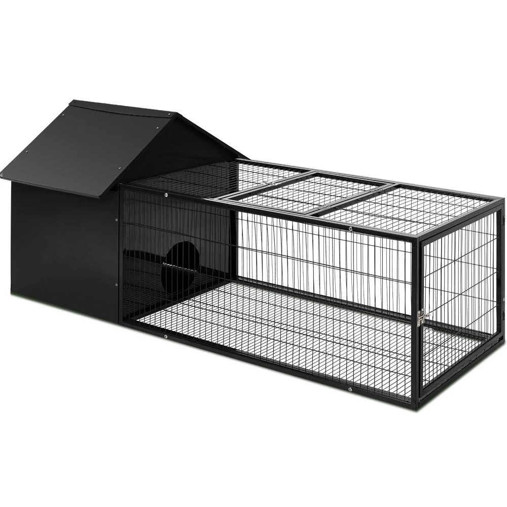 1 i.Pet Rabbit Cage Hutch 162x60cm Enclosure - Black, 1 of 6