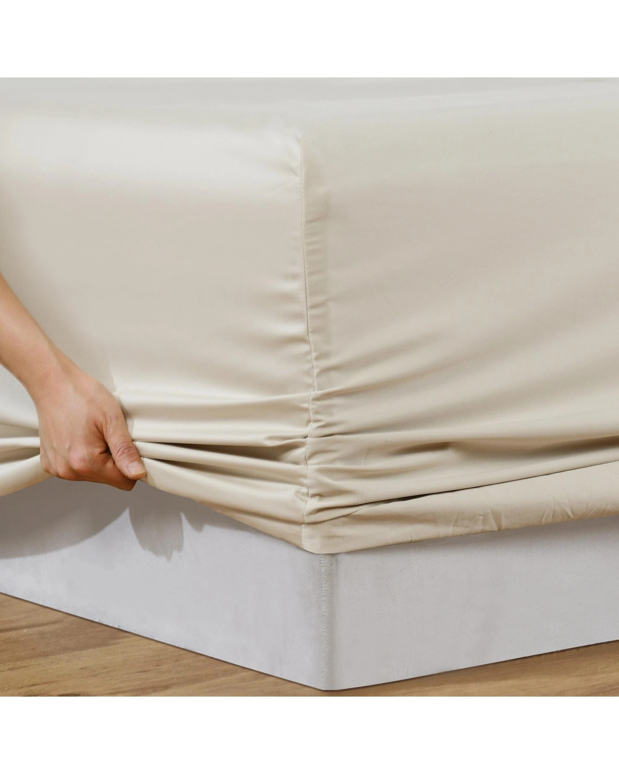 5 Bianca Bedding Rosebank 500 TC Bamboo/Cotton Sateen Mega Sheet Set, King, Sand - Beige, 5 of 10