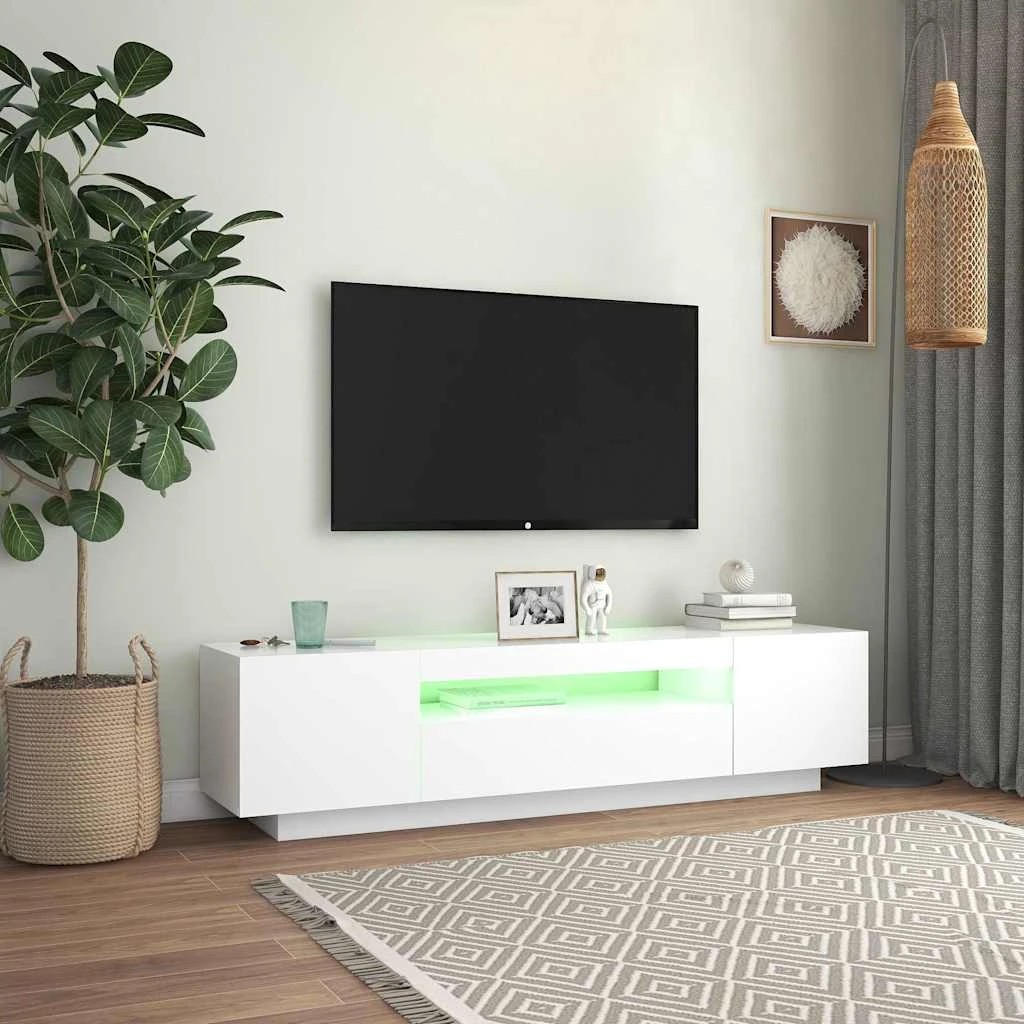 5 Vidaxl Tv Cabinet With Led Lights - White, 5 of 10