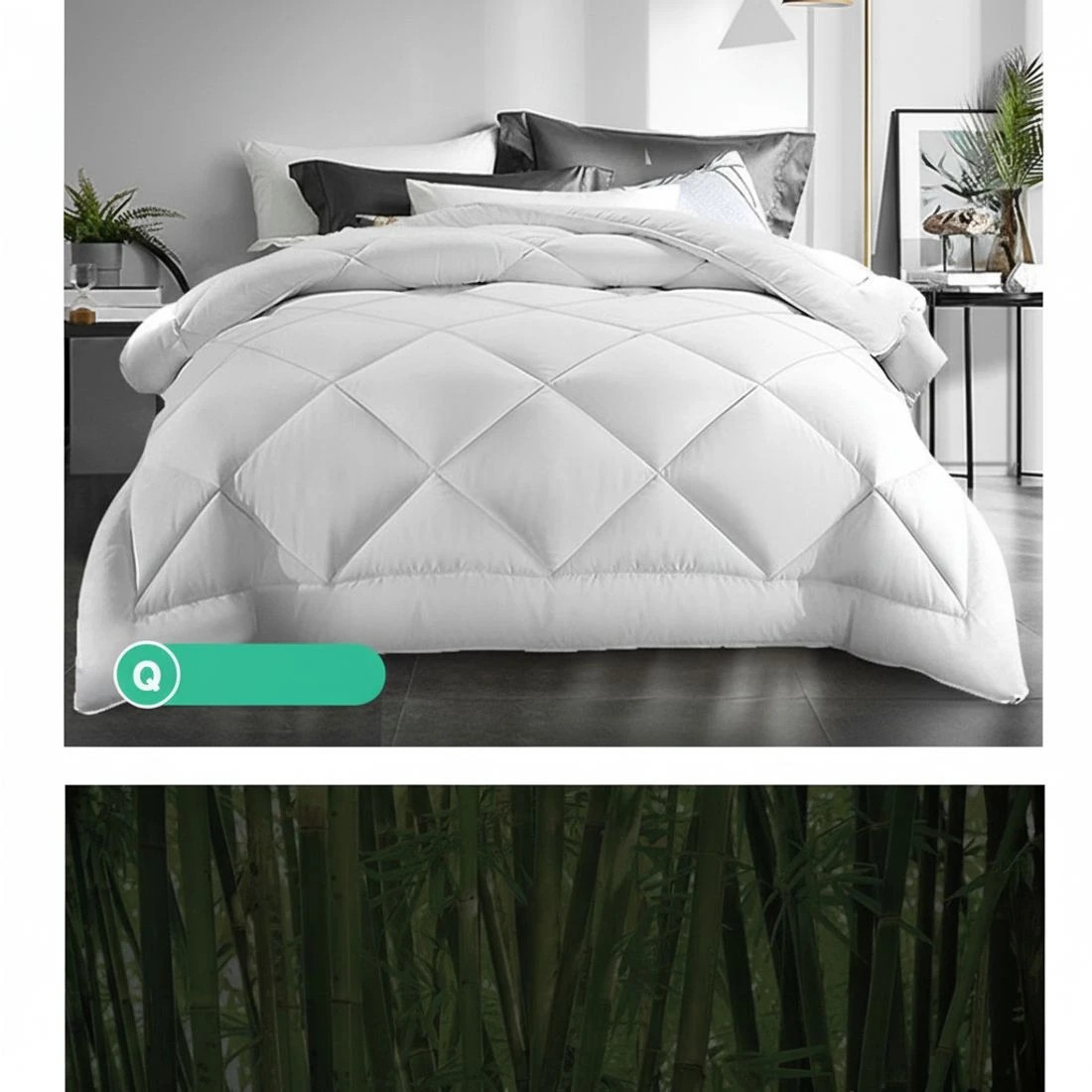 7 Giselle Bedding 800GSM Microfibre Bamboo Quilt Queen - White, 7 of 8