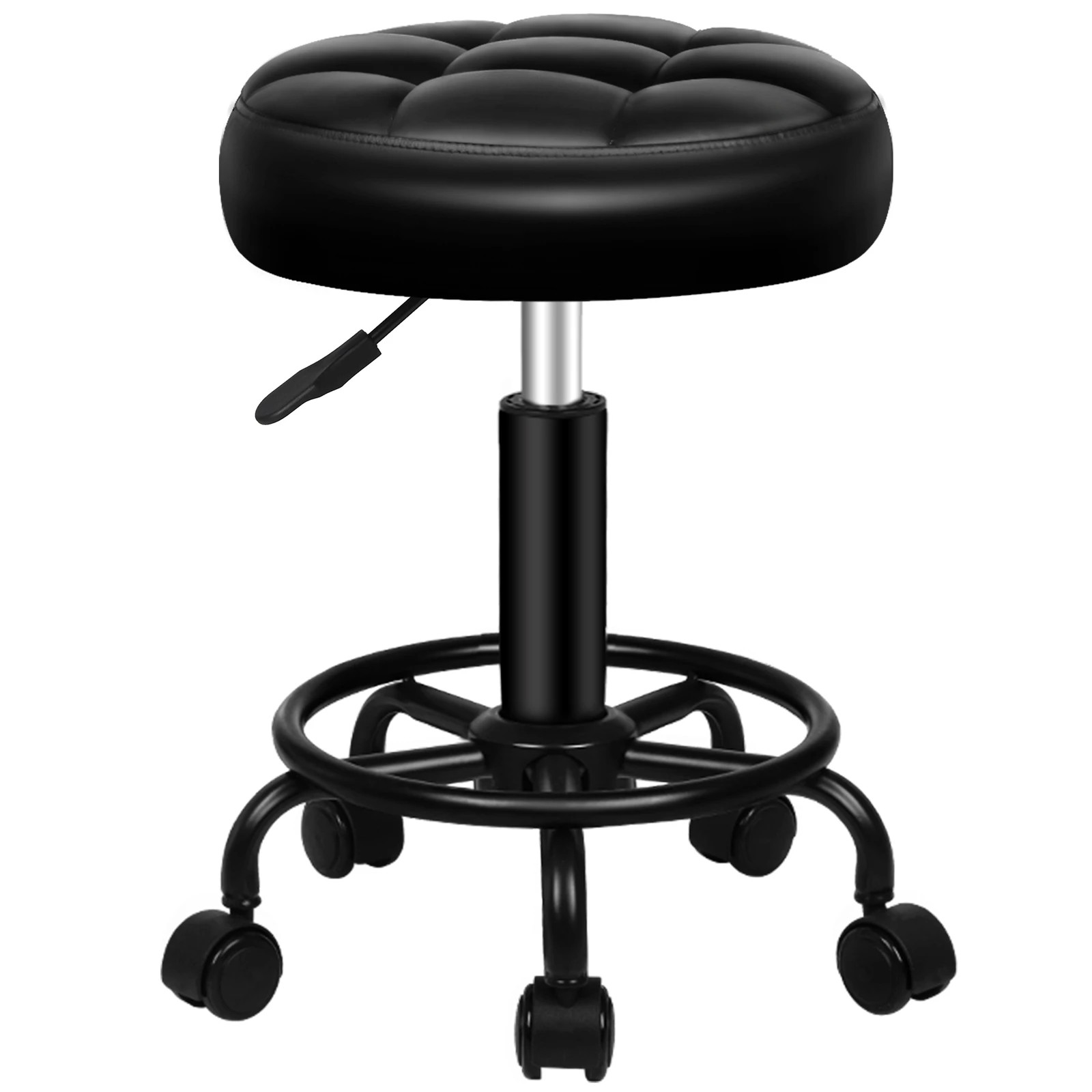 2 Alfordson 2x Salon Stool Round Swivel Barber Hair Dress Chair - All Black, 2 of 10
