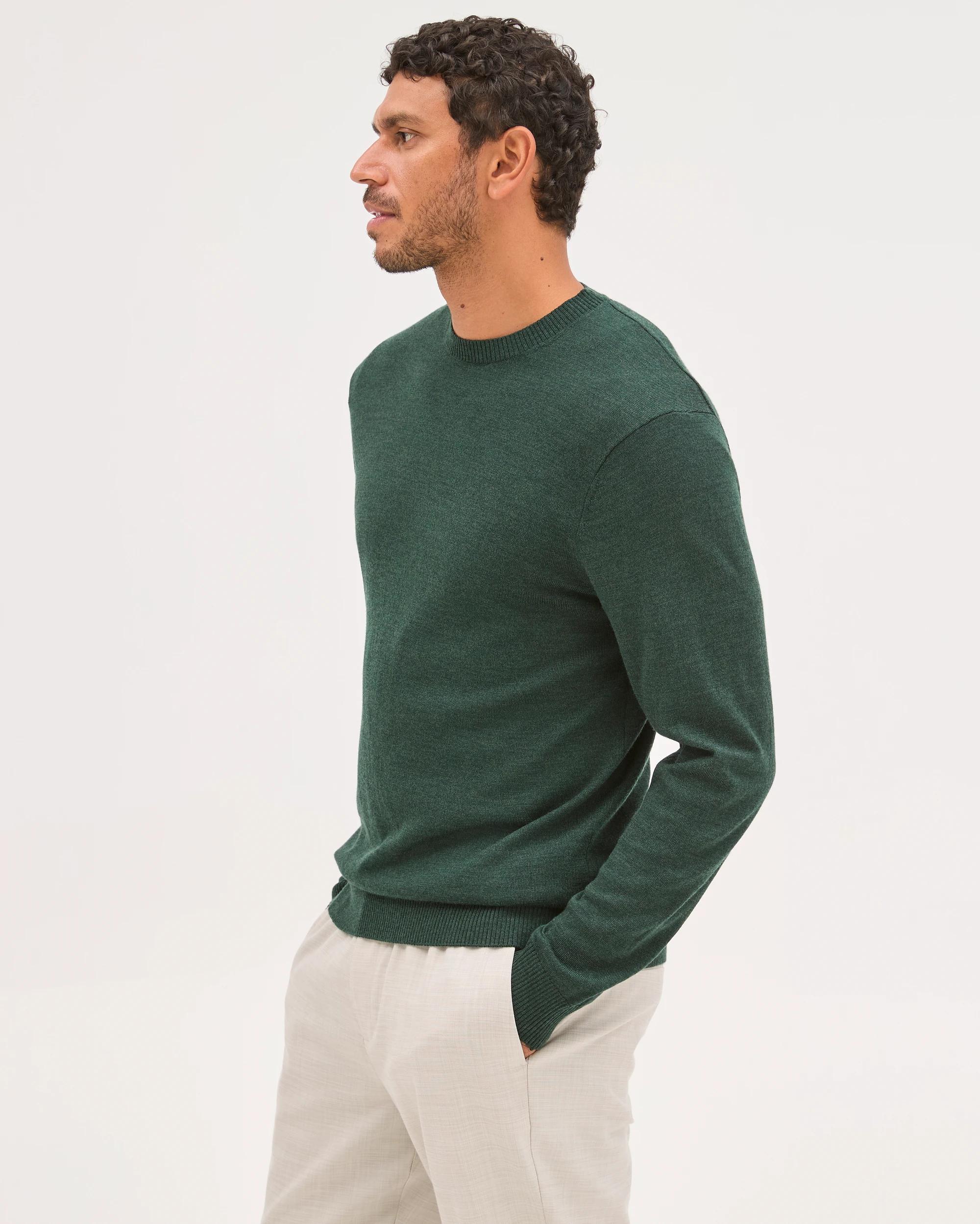 4 Preview Australian Merino Wool Knit Jumper FOREST GREEN, 4 of 7