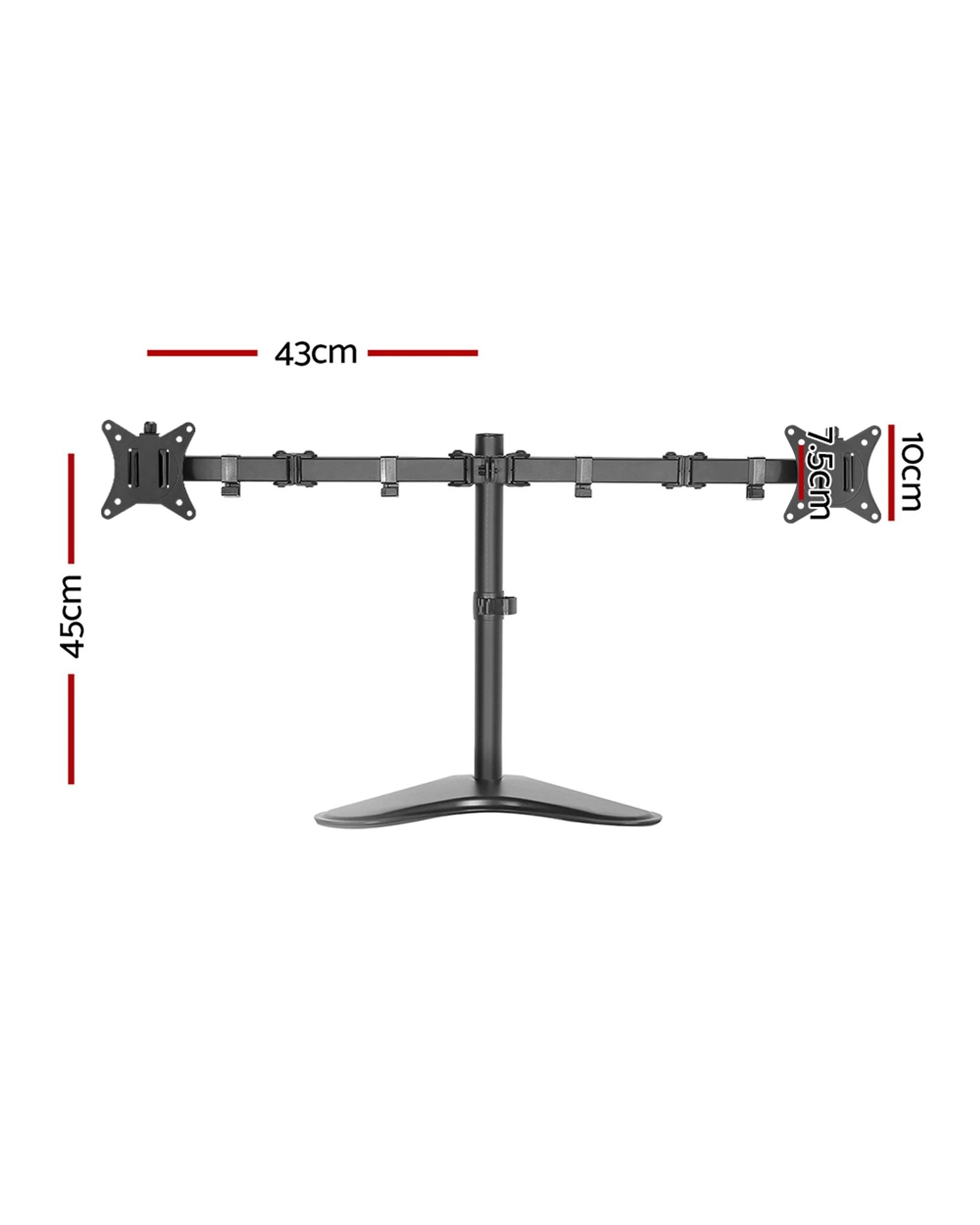 2 Artiss Monitor Stand Arm Dual Hd Led Tv Freestanding Mount Holder 2 Arm Display
 - Black, 2 of 3