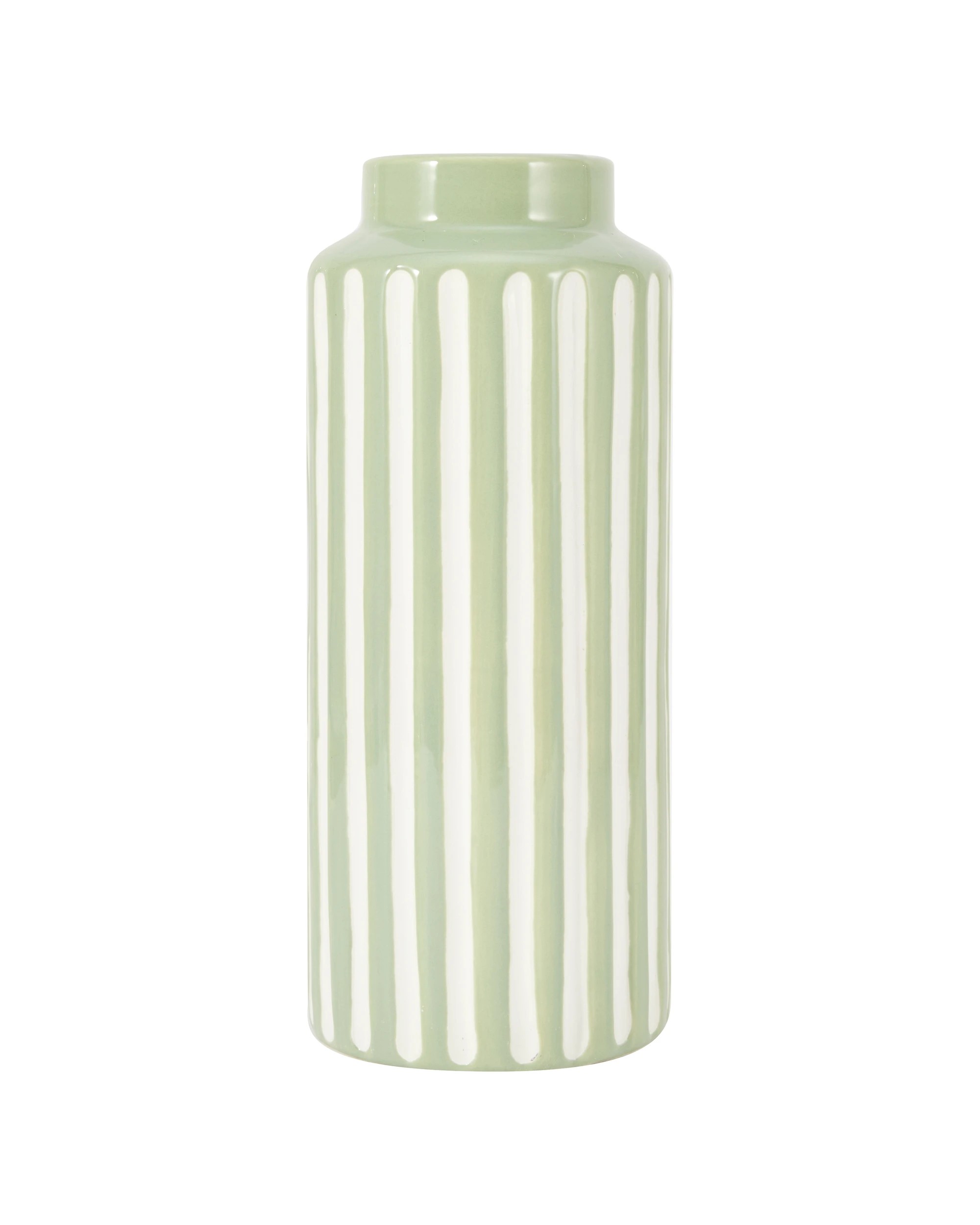 1 Green Textured Stripe Ceramic Vase, 1 of 5