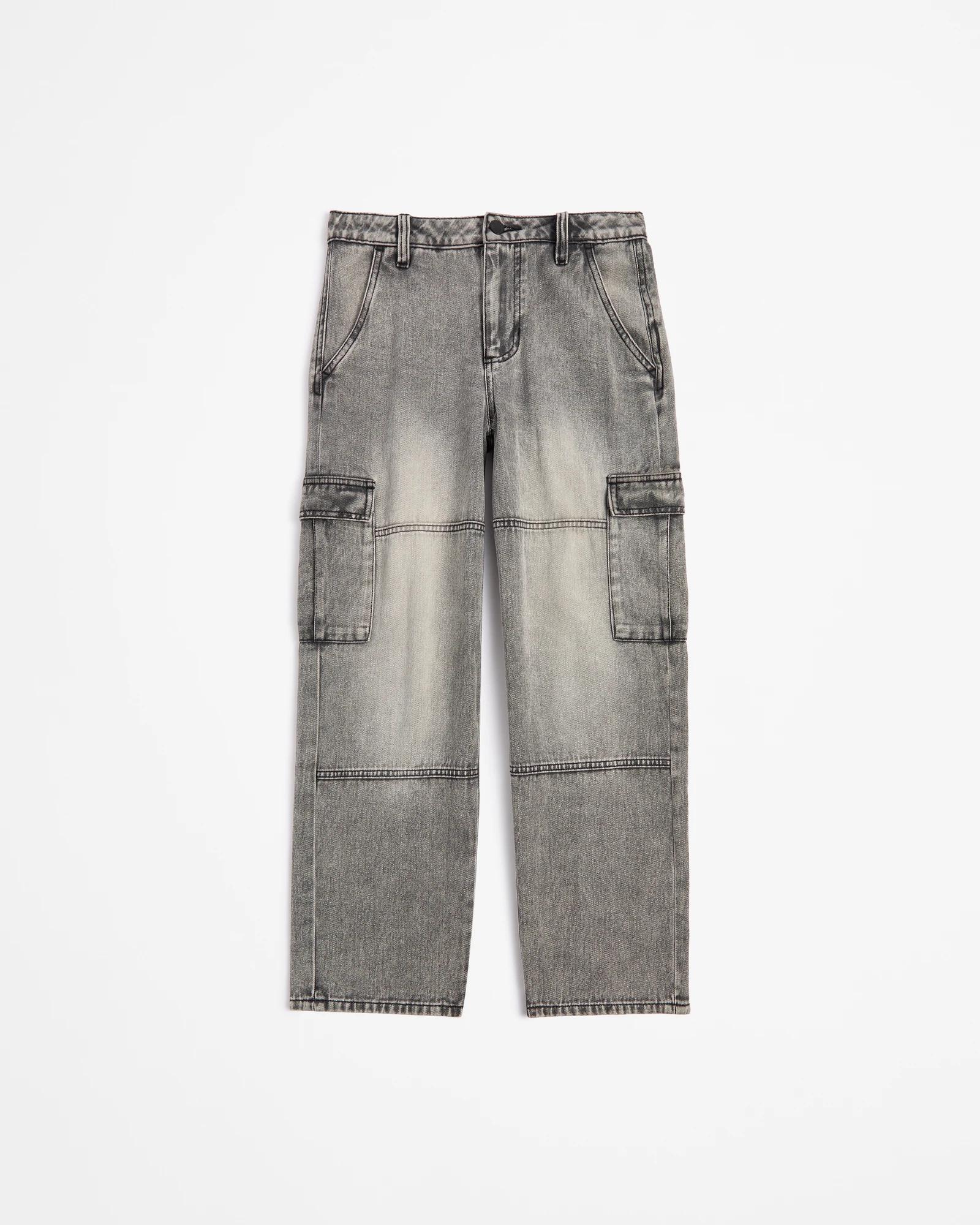 1 Target Wide Leg Cargo Denim Jeans GREY, 1 of 3