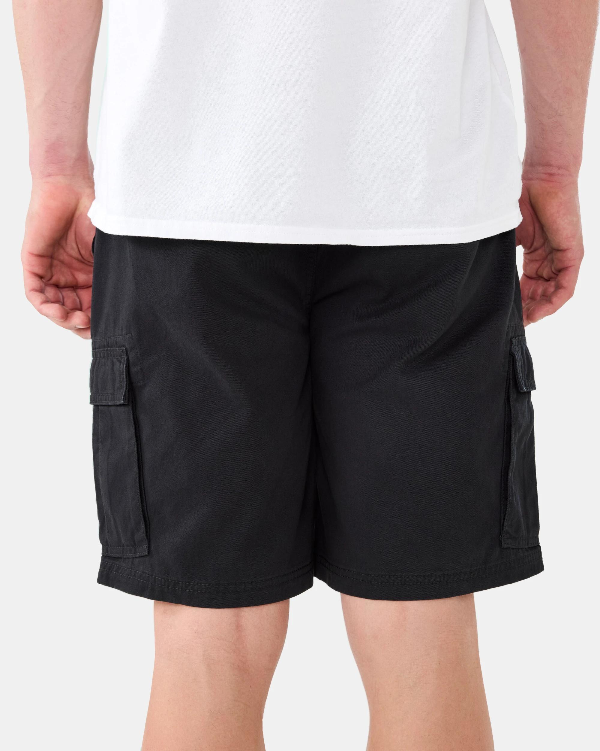3 Elastic Waist Cargo Shorts Black, 3 of 7