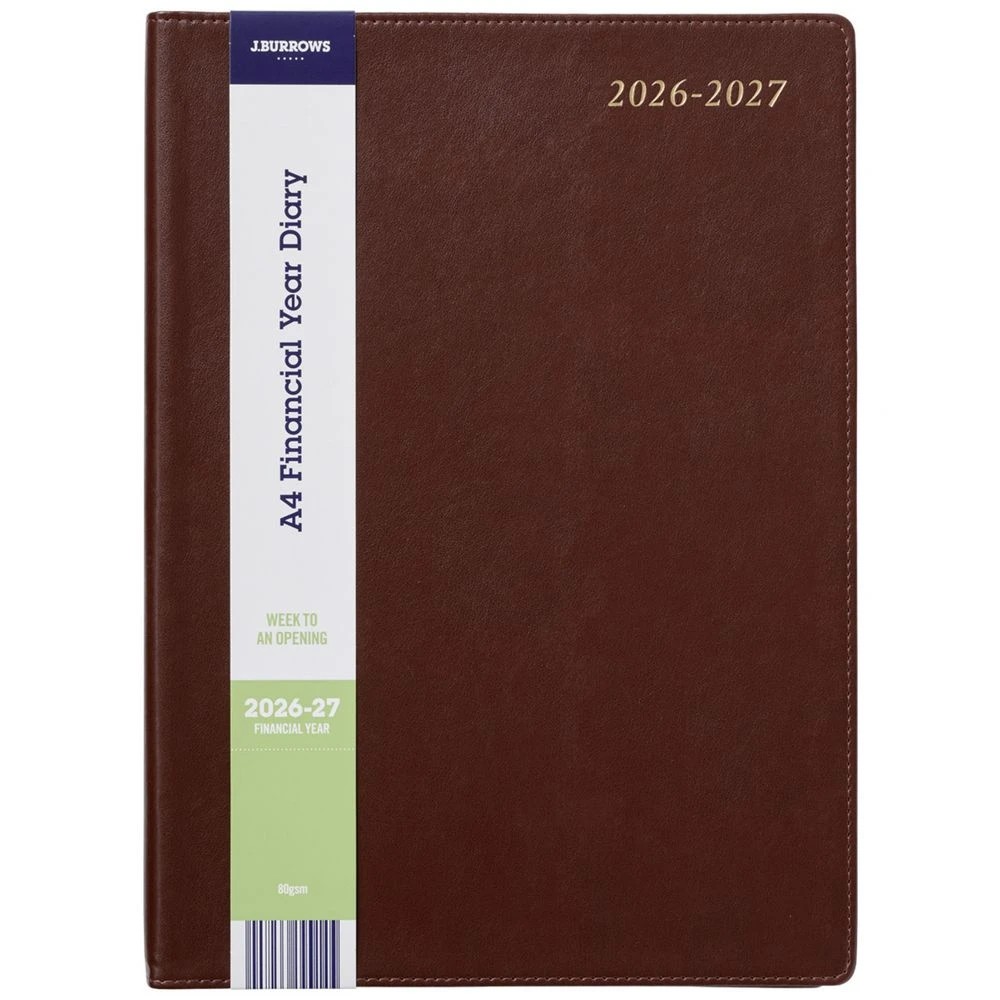 1 J.Burrows A4 Week to View Executive FY26/27 Diary Tan, 1 of 7
