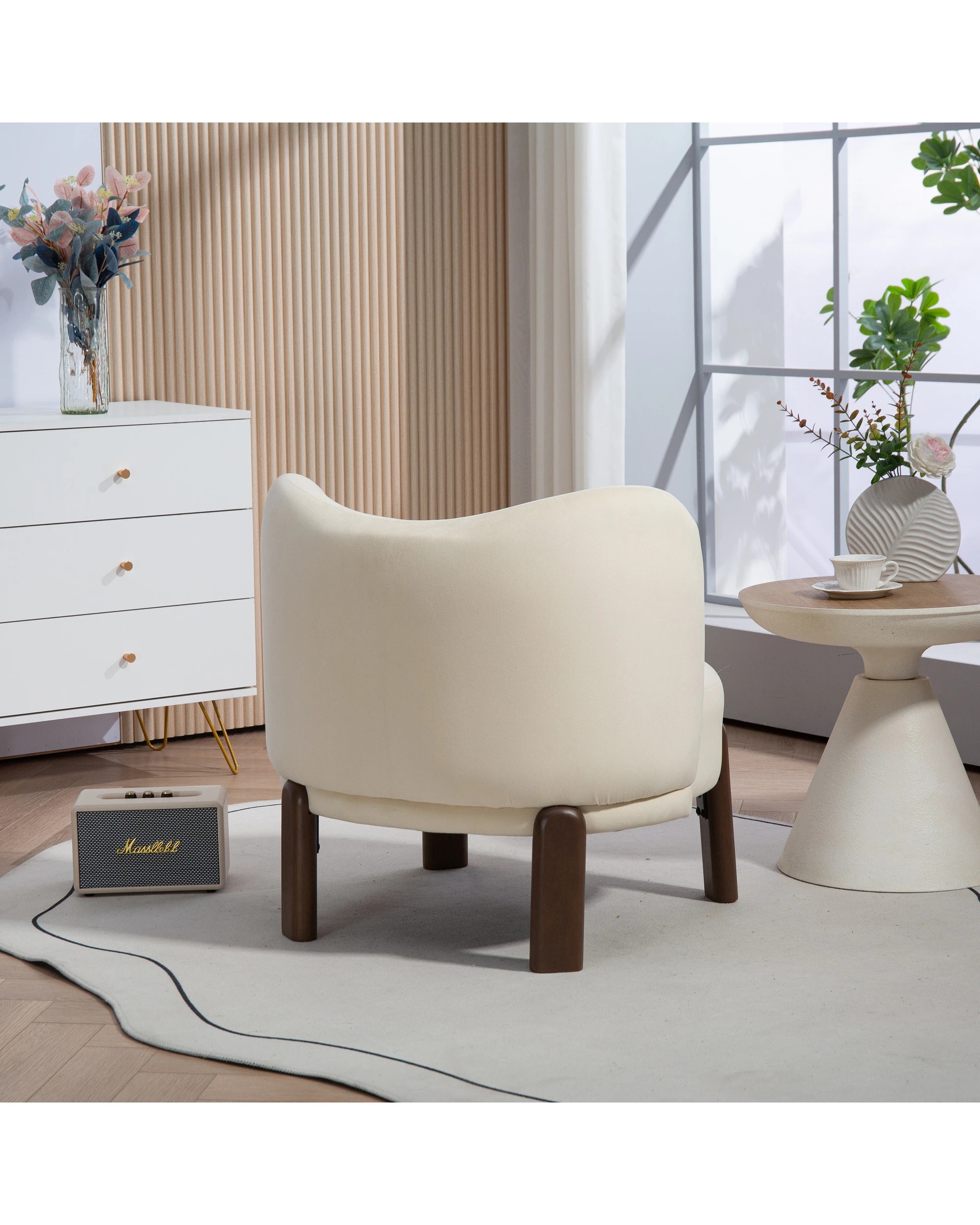 5 IHOMDEC Velvet Accent Chair - Beige - Beige, 5 of 10