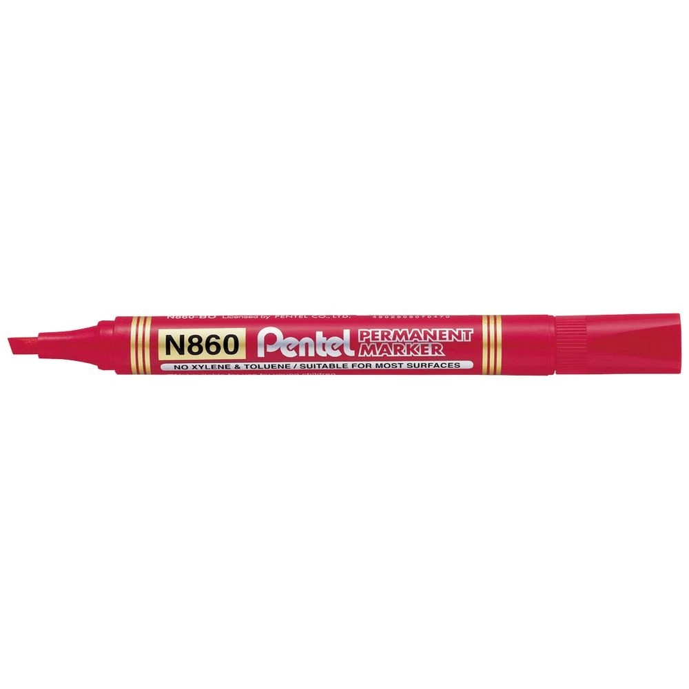 1 Pentel N860 Permanent Marker Chisel Red, 1 of 1