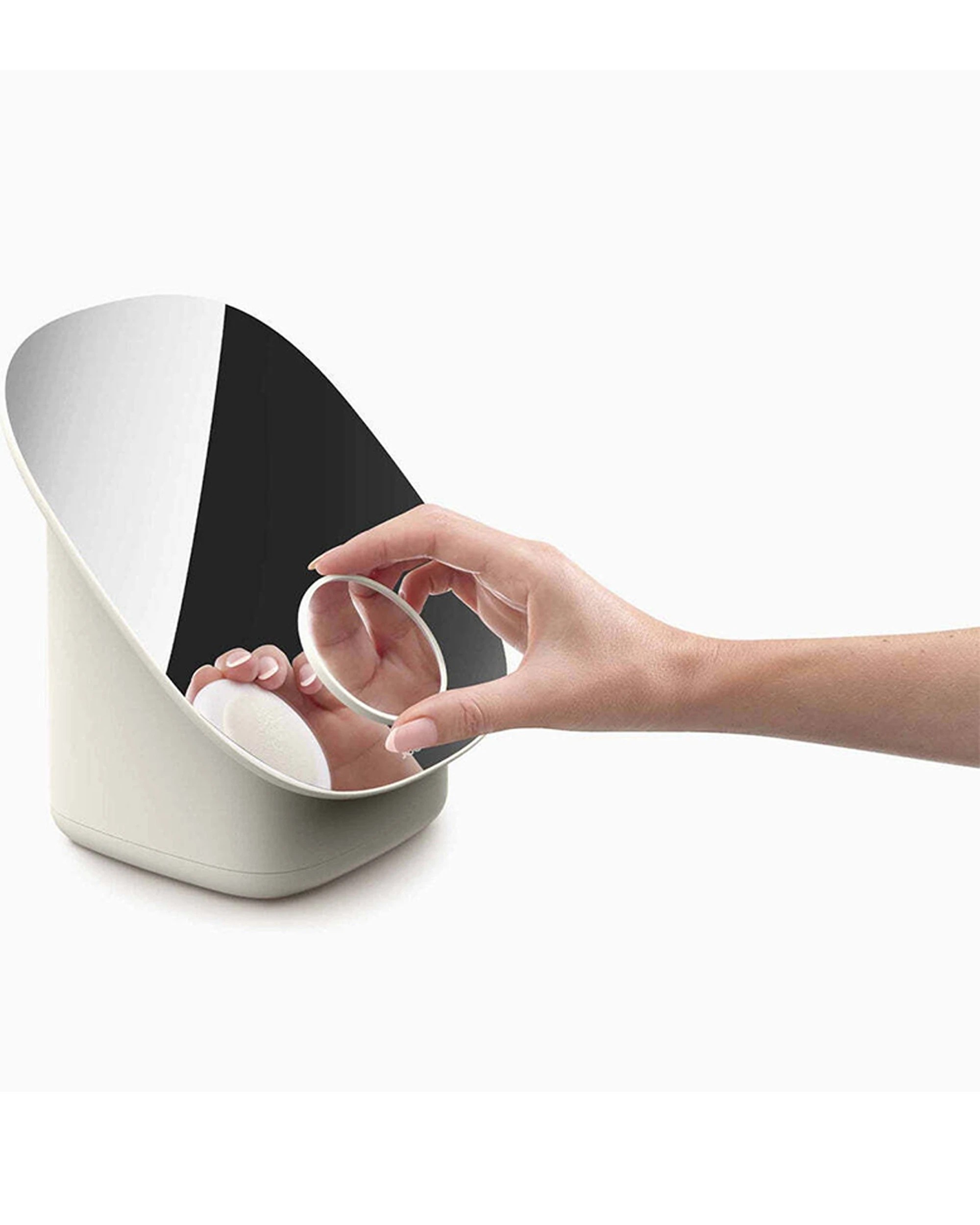 5 Joseph Joseph Viva Pedestal Mirror With Cosmetic Storage Adjustable Angle - Shell - White, 5 of 6