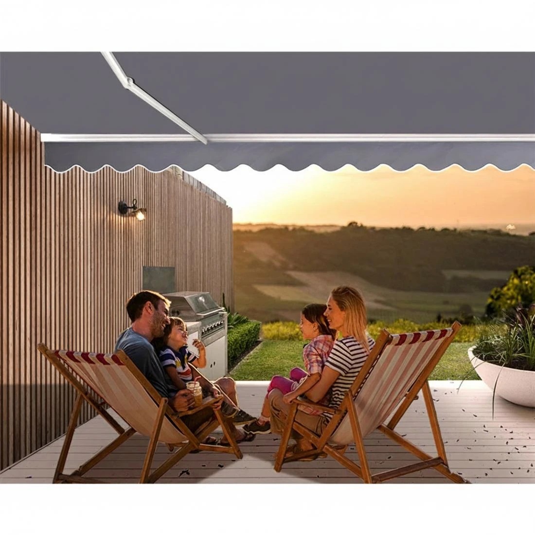 6 Instahut Retractable Folding Arm Awning Manual Sunshade 4Mx3M Pearl - Grey, 6 of 6