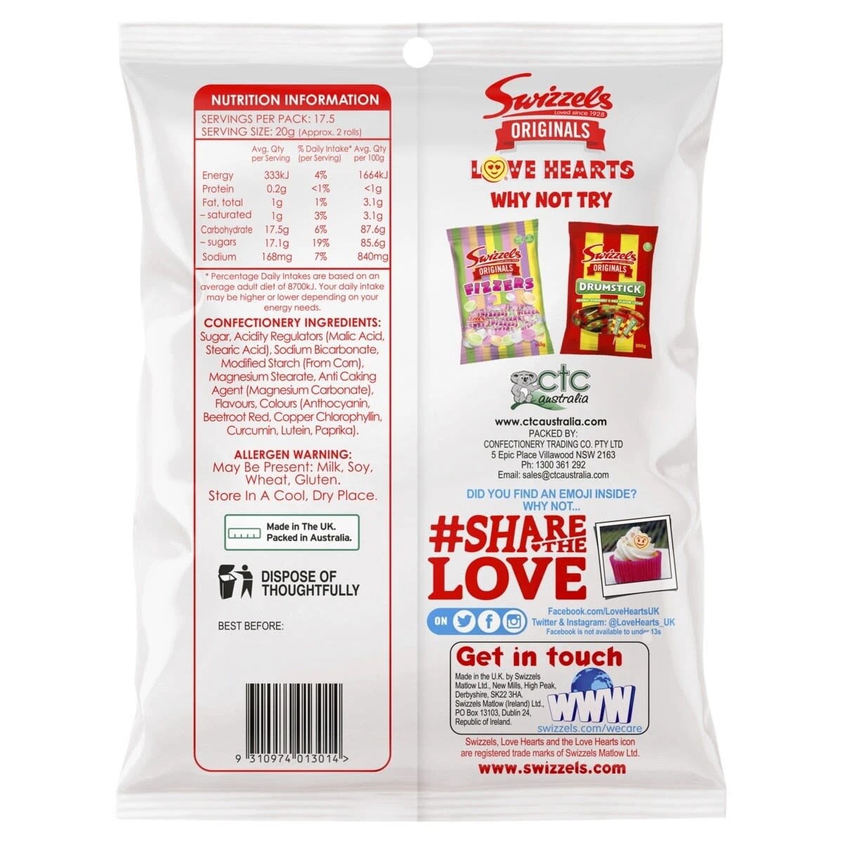 2 Swizzels Originals Love Heart Rolls 350g, 2 of 2