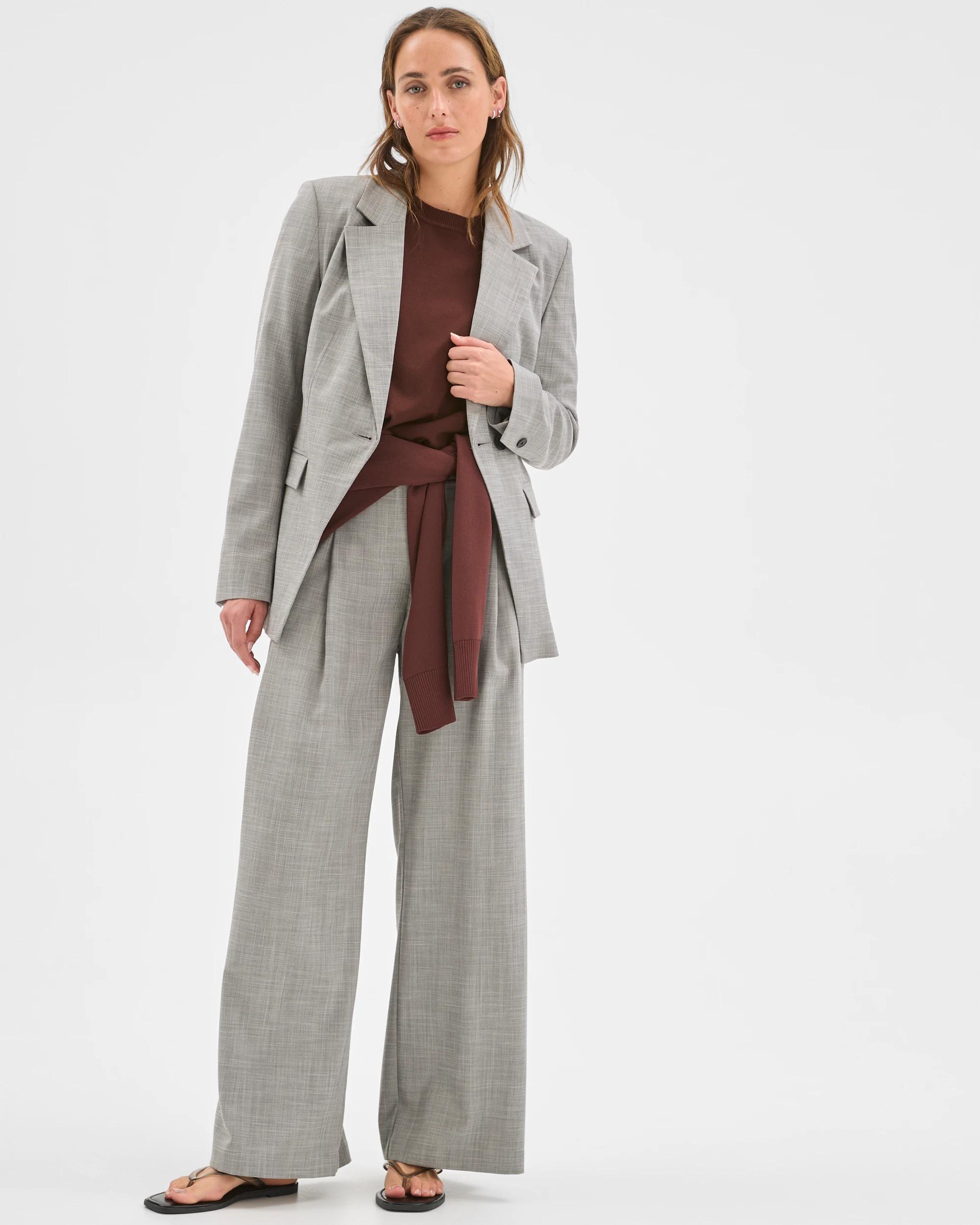 1 Preview Cinched Waist Blazer GREY MELANGE, 1 of 7