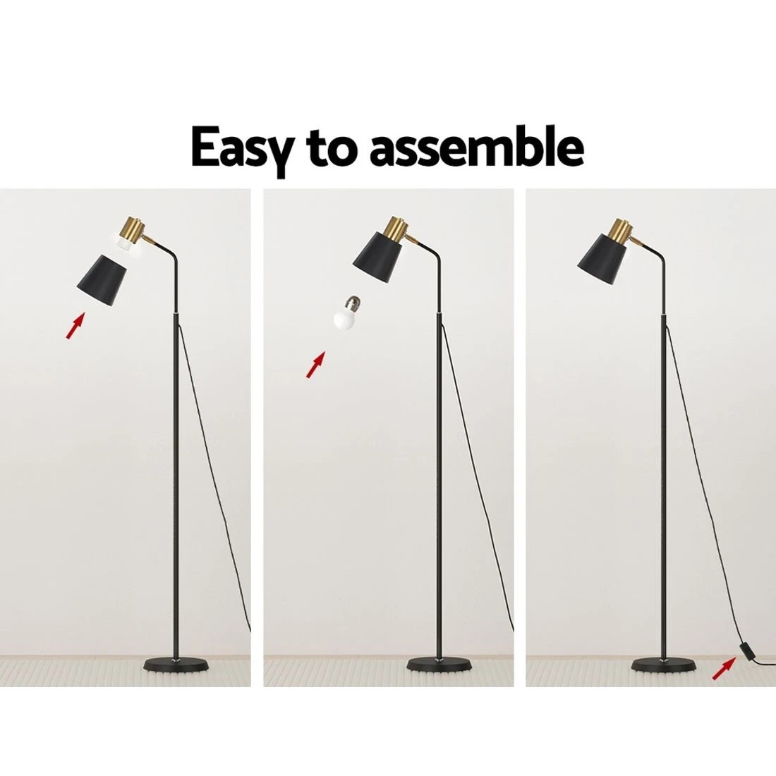 5 Artiss Floor Lamp LED Light Stand Modern Home Living Room Office Reading - Black, 5 of 7