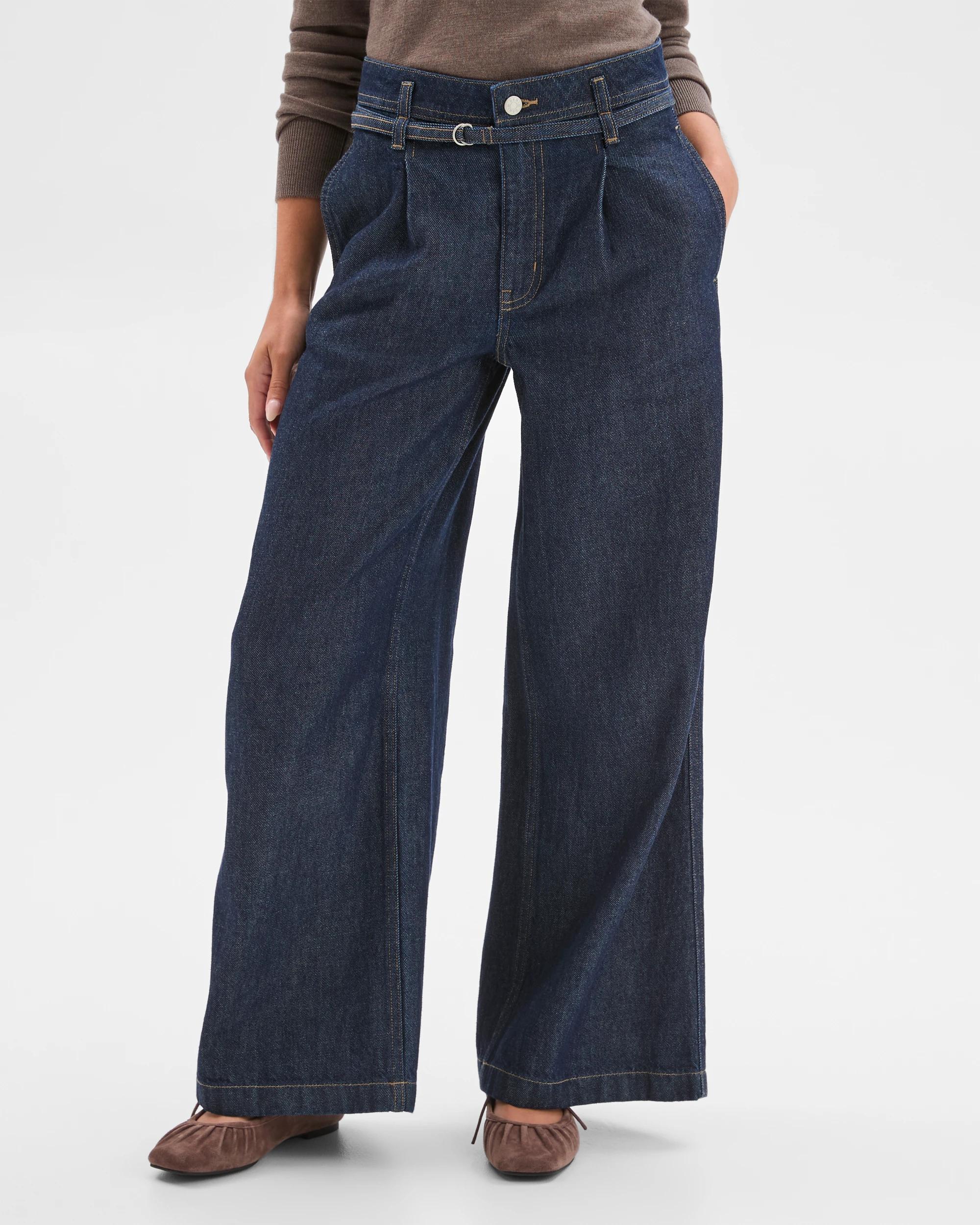 2 Target Petites Petites Belted Slouch Denim Jeans RINSE SHEEN, 2 of 7