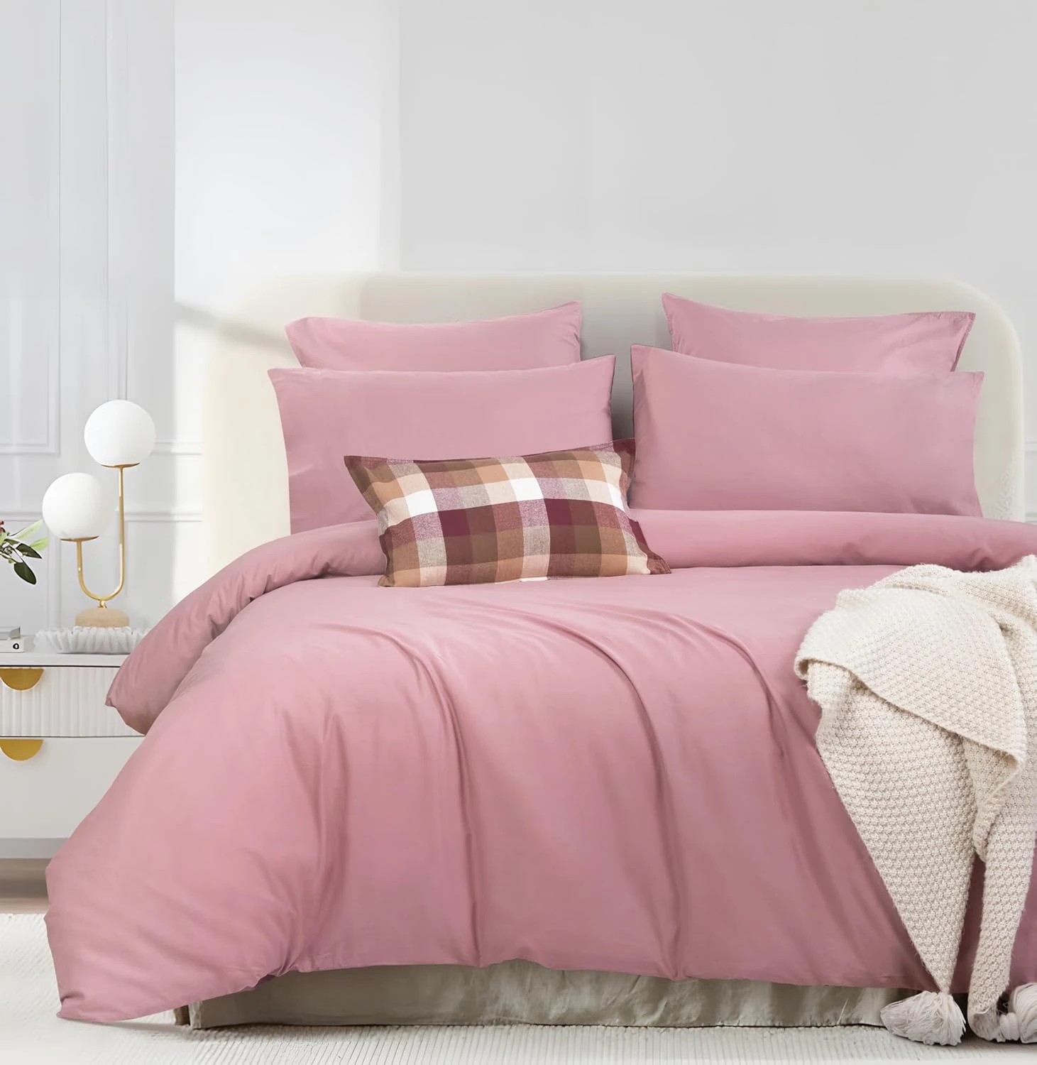 1 Gioia Casa Vintage Washed Cotton Quilt Cover Set Soft Breathable - King Bed - Rose, 1 of 6