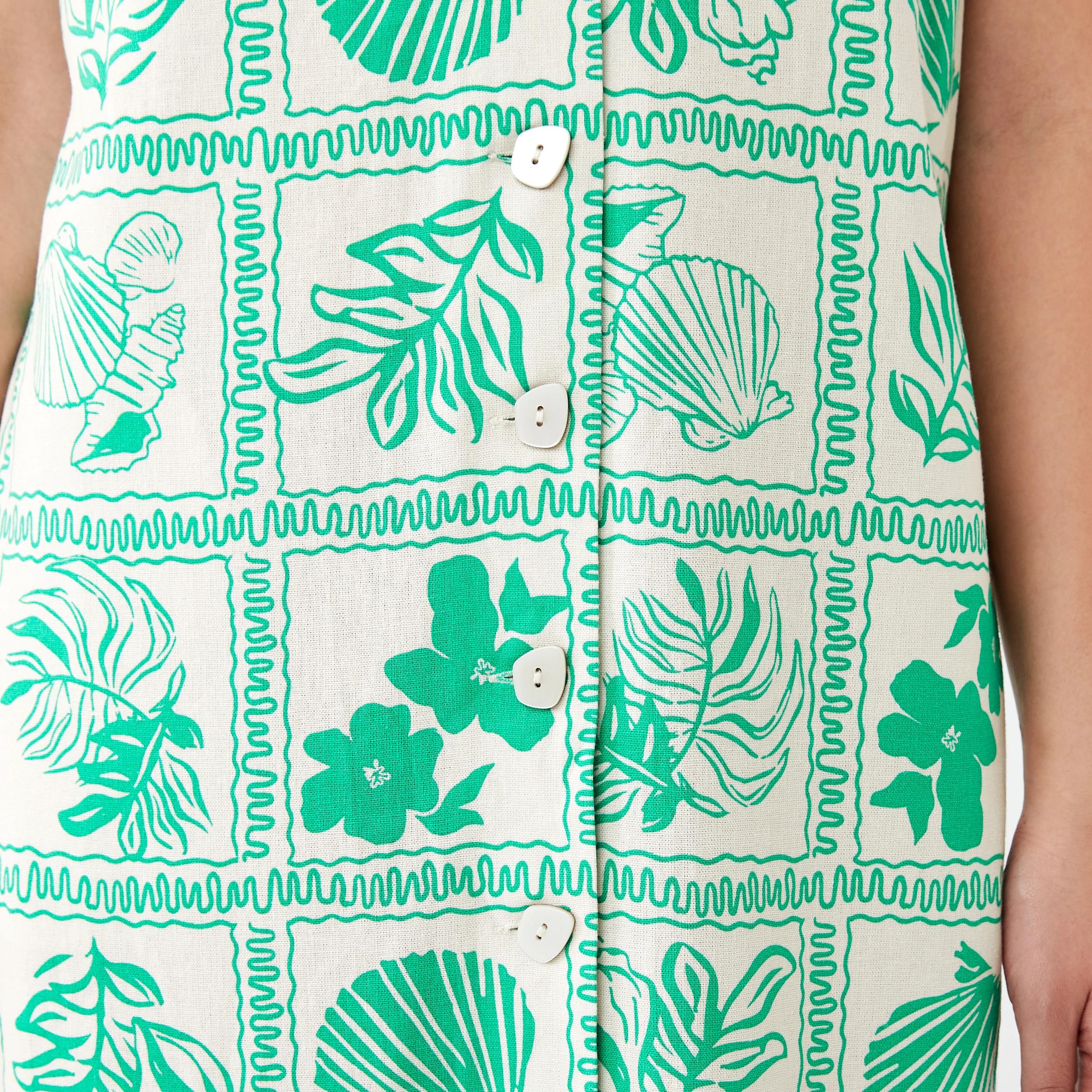 7 Sleeveless Longline Button Through Midi Dress SHELL GEO SIMPLY GREEN, 7 of 9