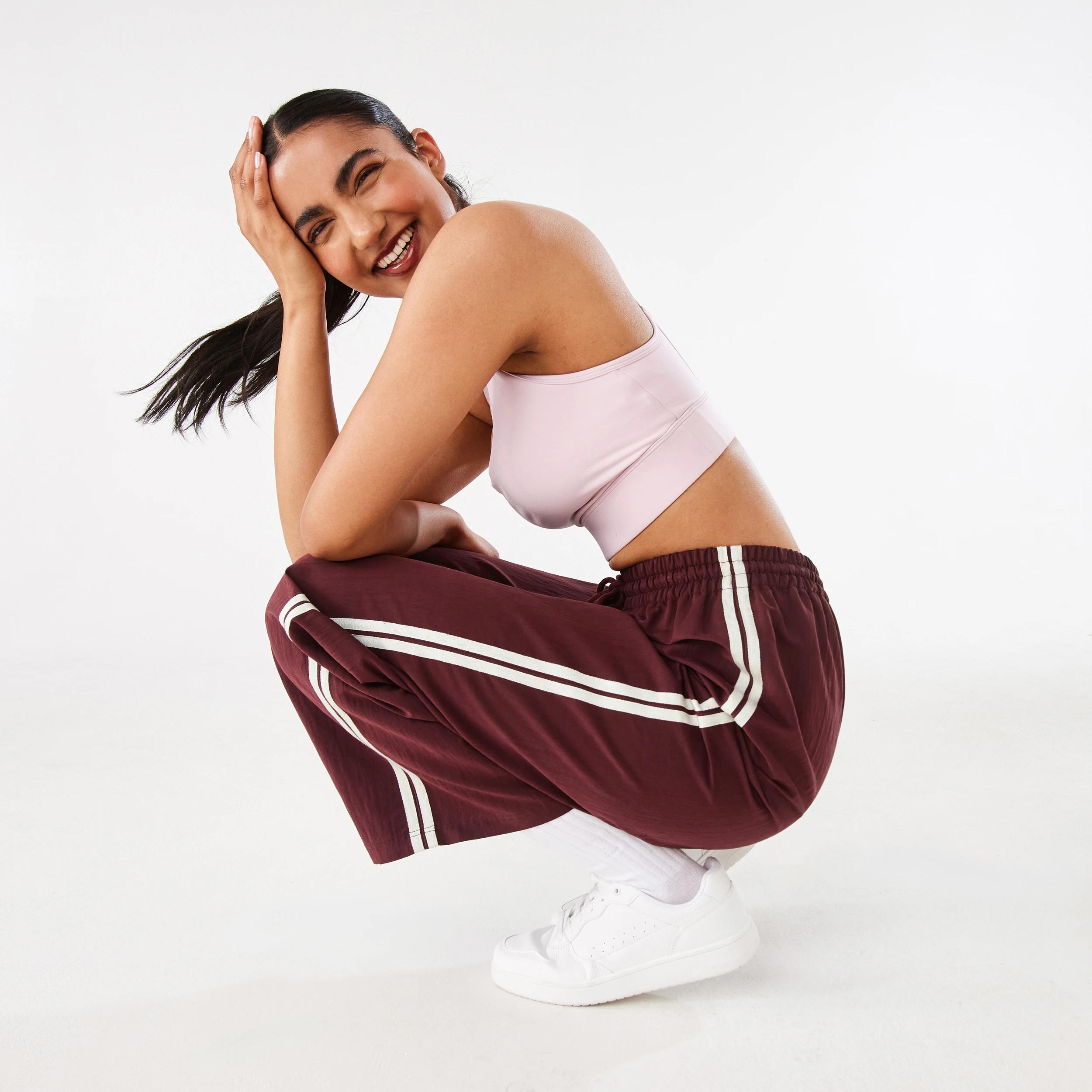 9 Active Womens Contrast Panelled Pants BURGUNDY CHERRY, 9 of 9