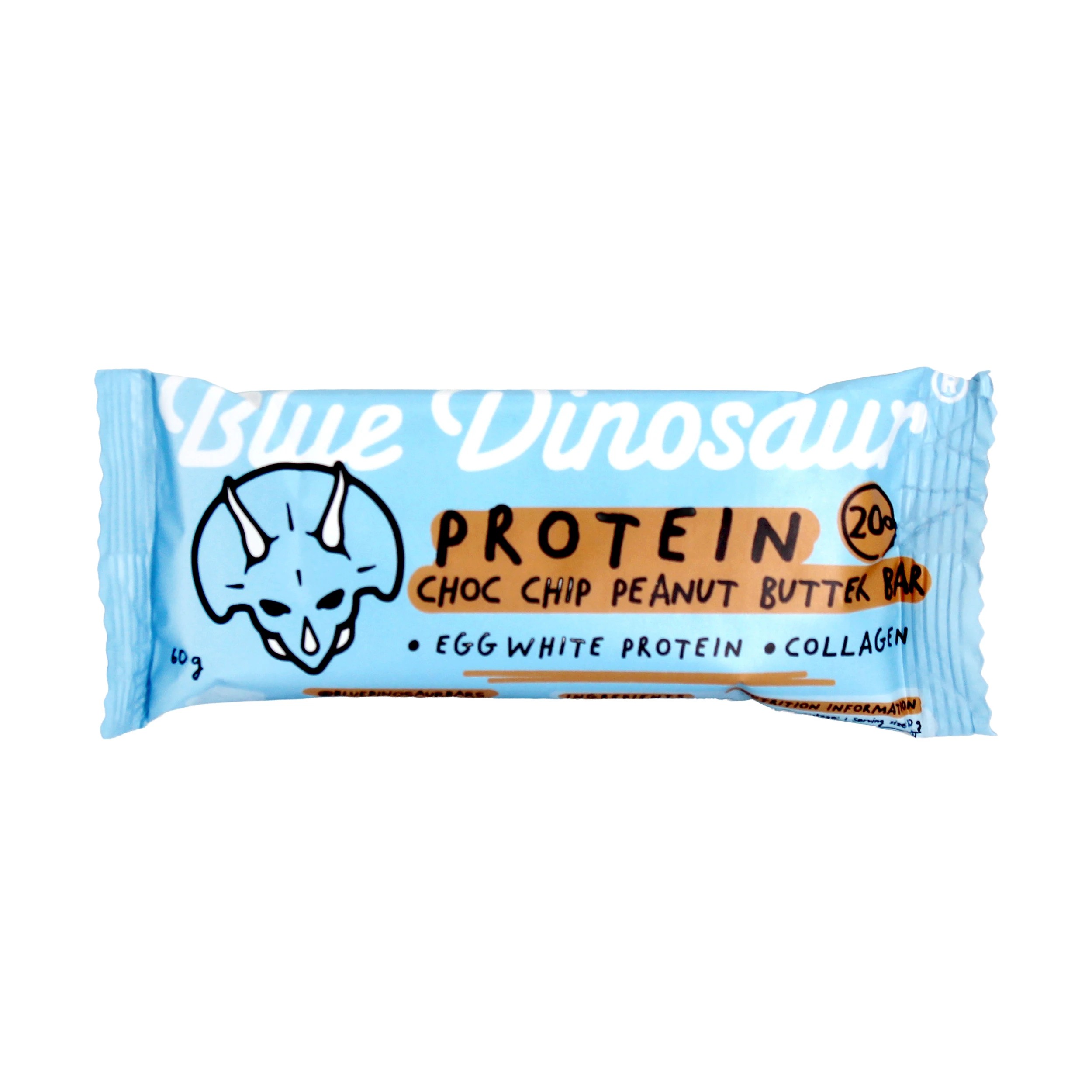 1 Blue Dinosaur Choc Chip Peanut Butter Protein Bar 60g, 1 of 3
