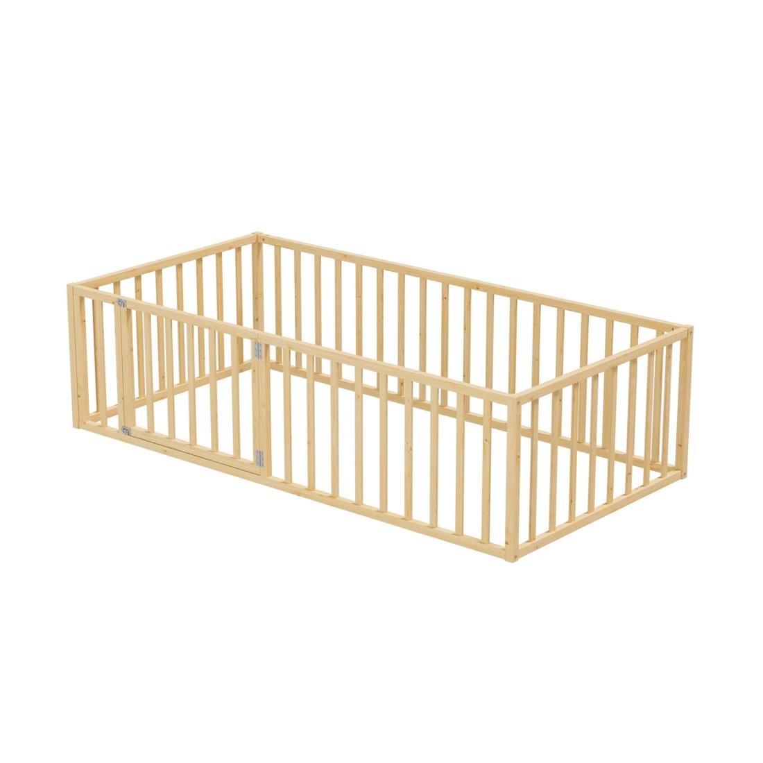 7 Oikiture 2-in-1 Kids Bed Play Centre Fence Gate Single Wood - Natural, 7 of 10