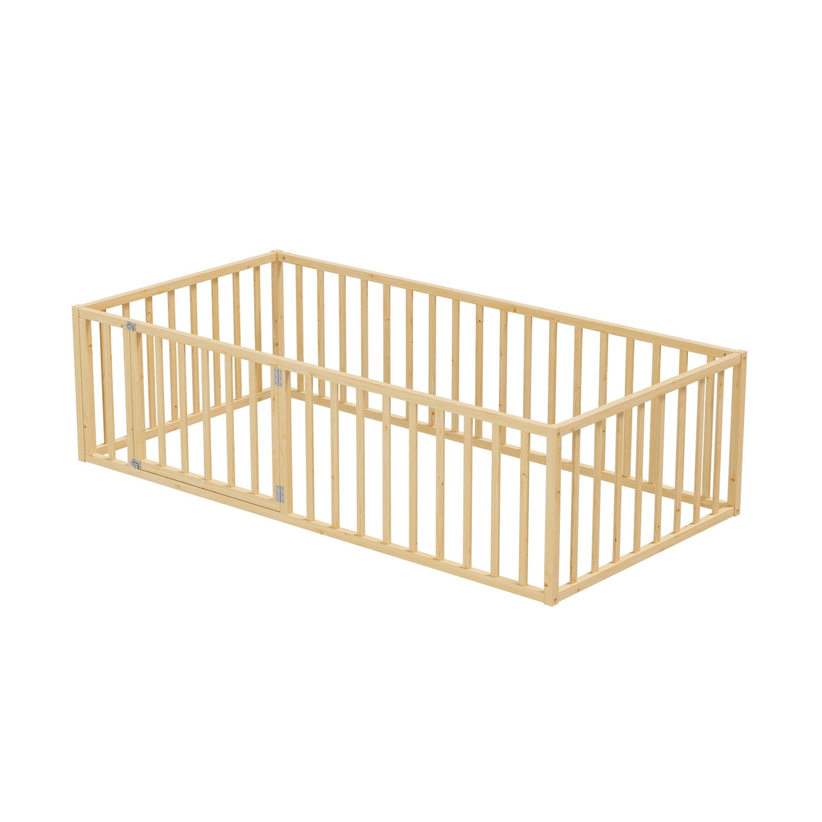 7 Oikiture 2-in-1 Kids Bed Play Centre Fence Gate Single Wood - Natural, 7 of 10