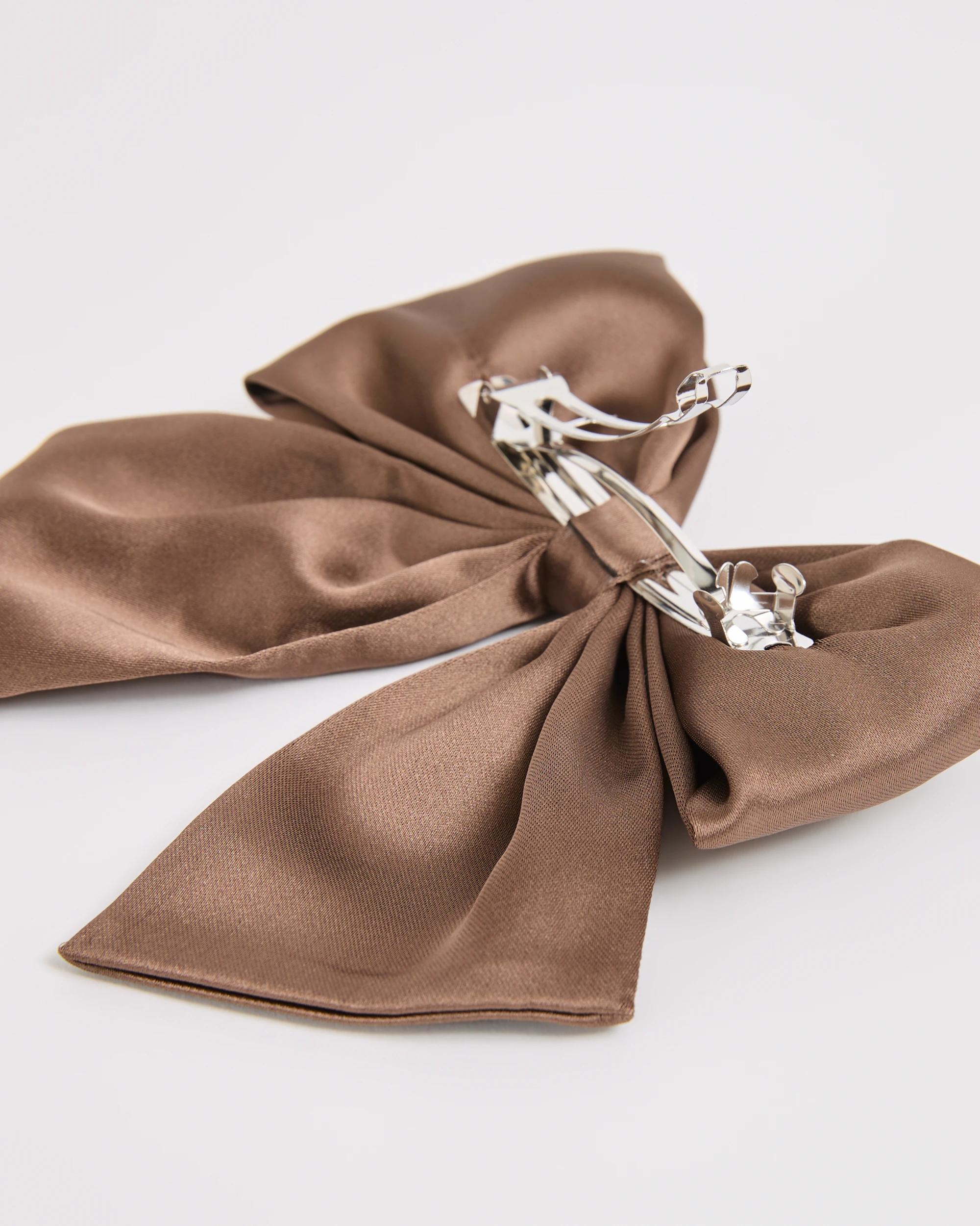 2 Target Woman Satin Bow Barette Hair Clip CHOCOLATE, 2 of 2
