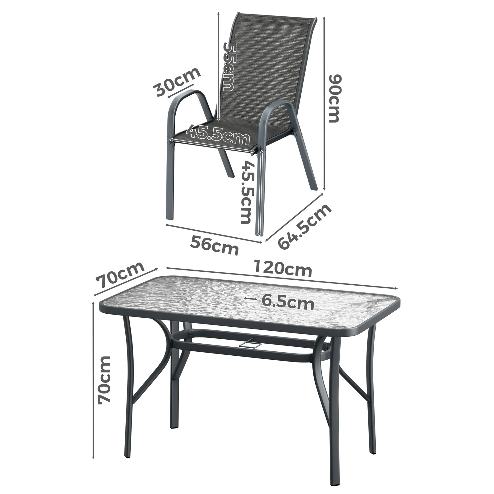 5 Alfordson 5PCS Outdoor Dining Set Table and Chairs Patio Furniture Garden - Grey, 5 of 10