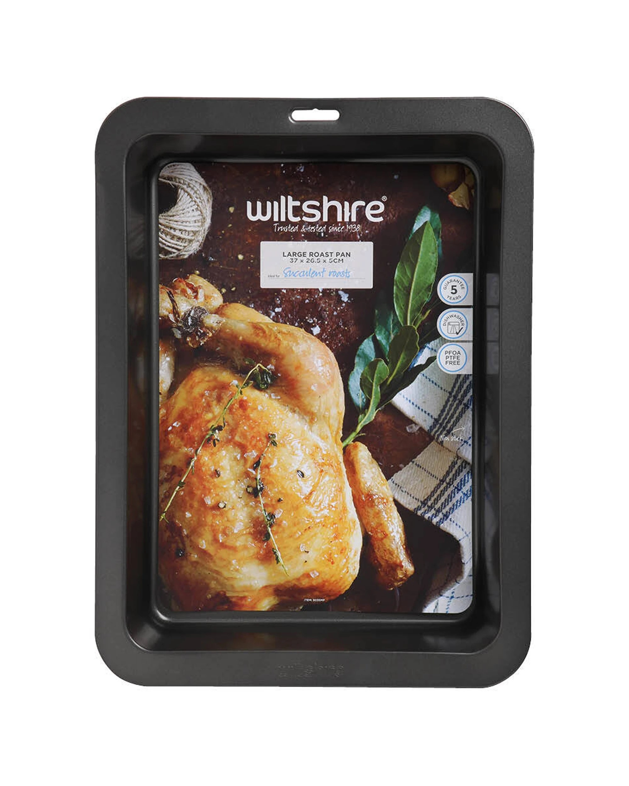 2 Wiltshire Easybake Rectangular Roast Pan Cooking Tray Non-Stick 36.5x25cm - Black, 2 of 2
