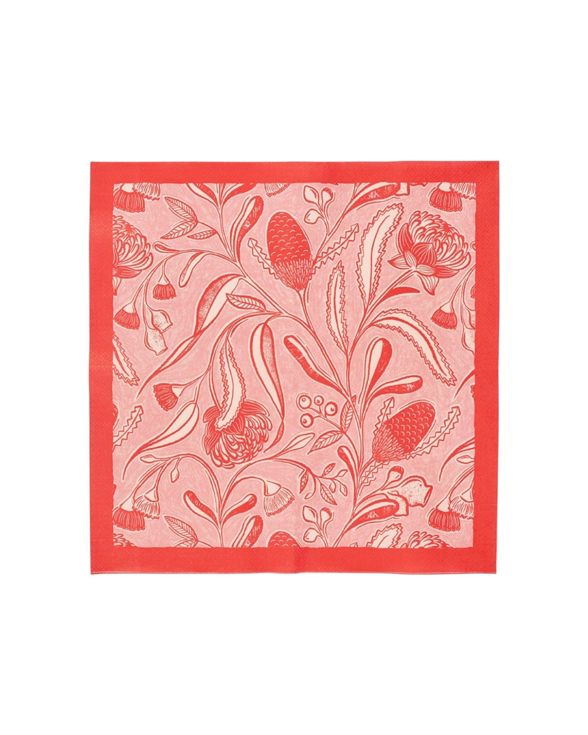 2 Annabel Trends 20pc Paper Napkins Trailing Natives Floral 23.5x33cm - Red, 2 of 3