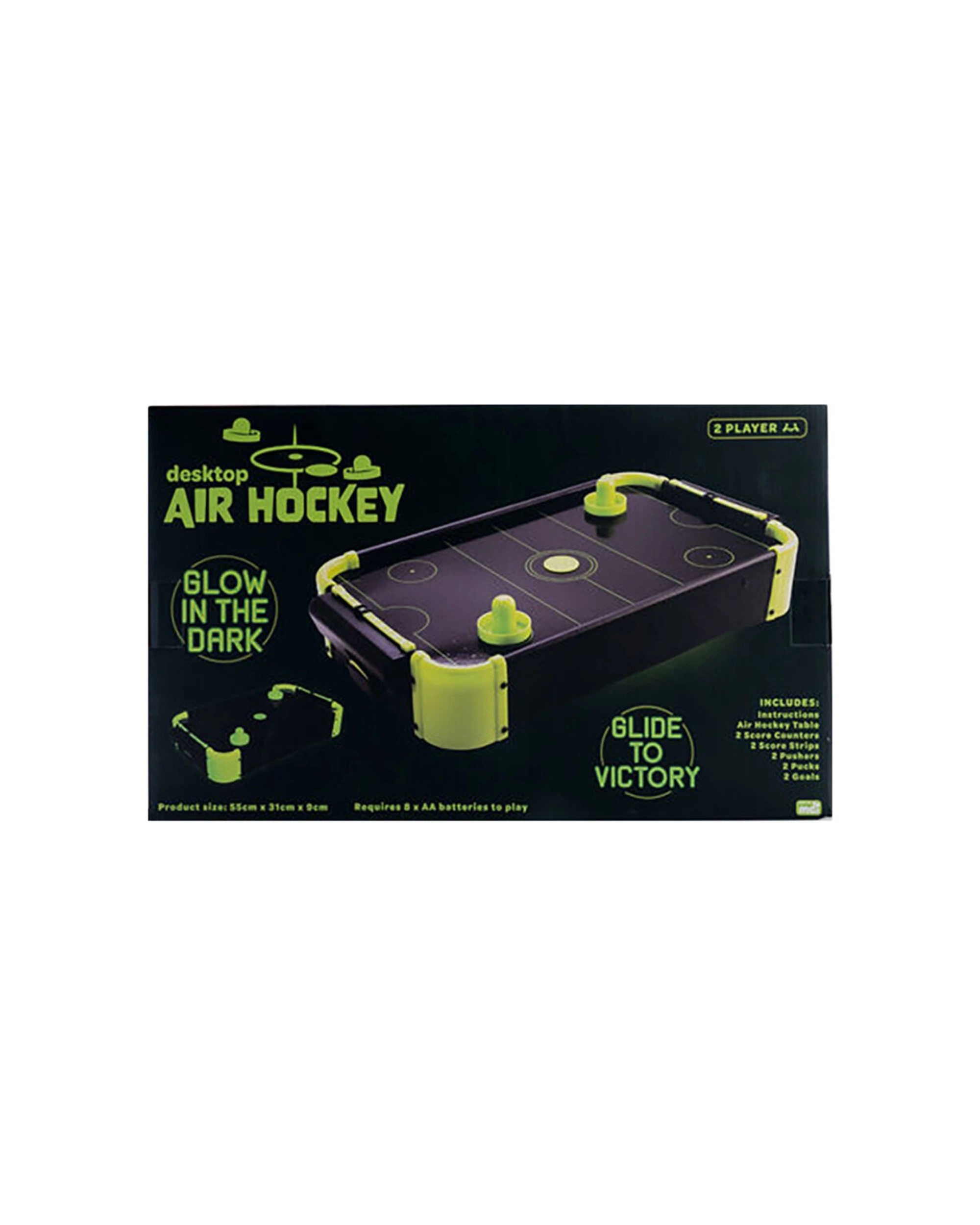 1 MDI Mini Table Glow In The Dark Desktop Air Hockey 55x31cm Battery Operated - Multi, 1 of 6