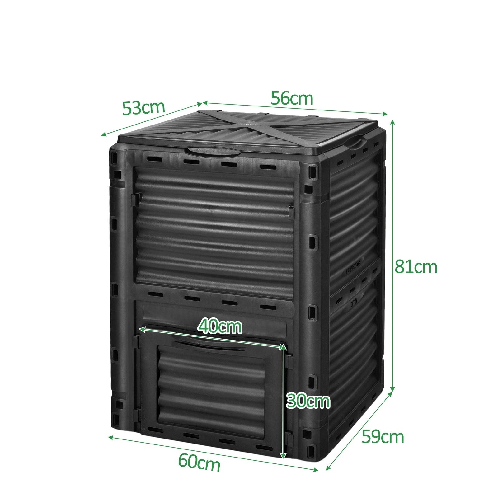 4 Costway 300L Outdoor Compost Bin Recycle Composter Food Waste Kitchen Garden Composting Box - Black, 4 of 4