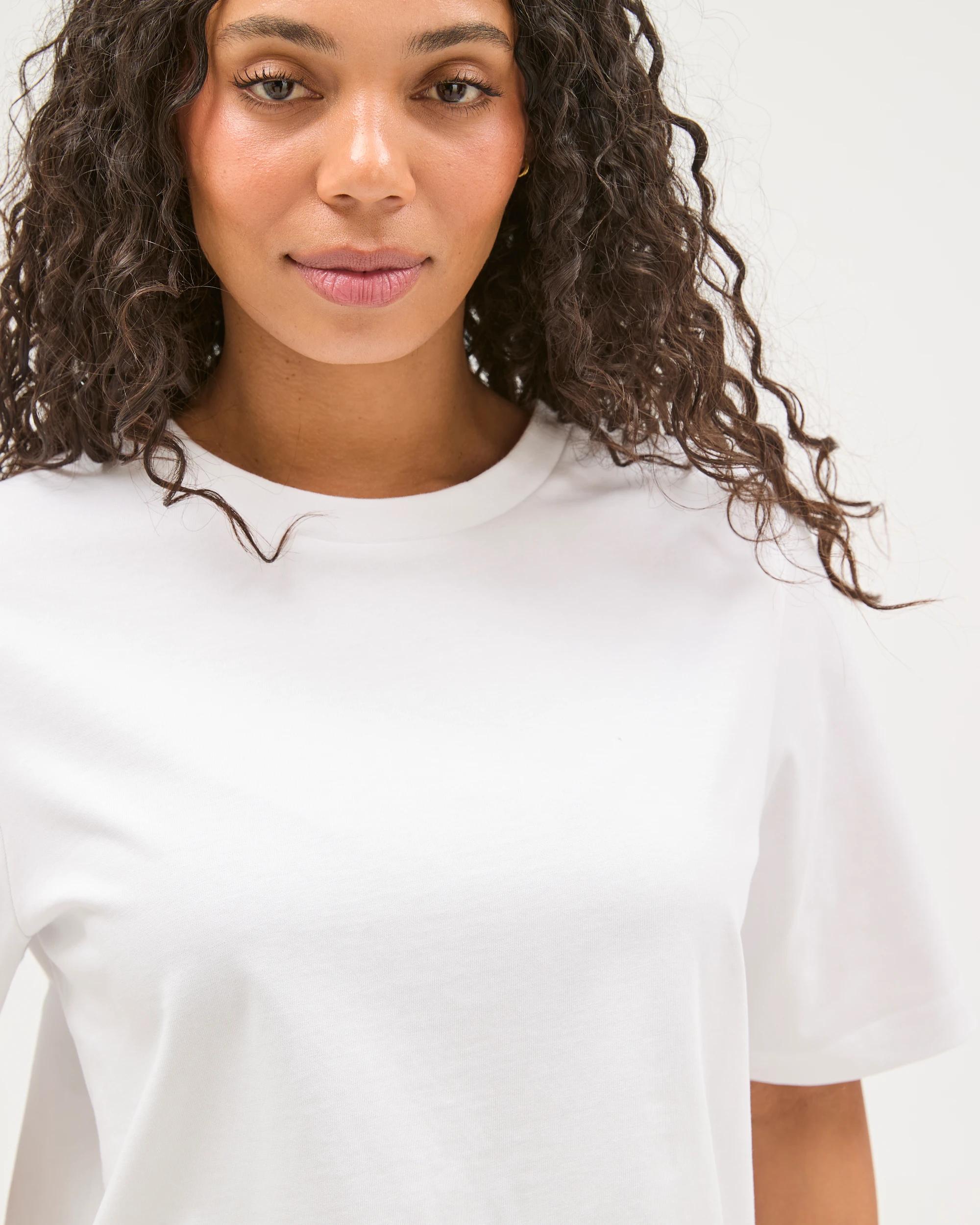 4 Target Woman Australian Cotton Boxy Fit Woven Back T-Shirt WHITE, 4 of 6