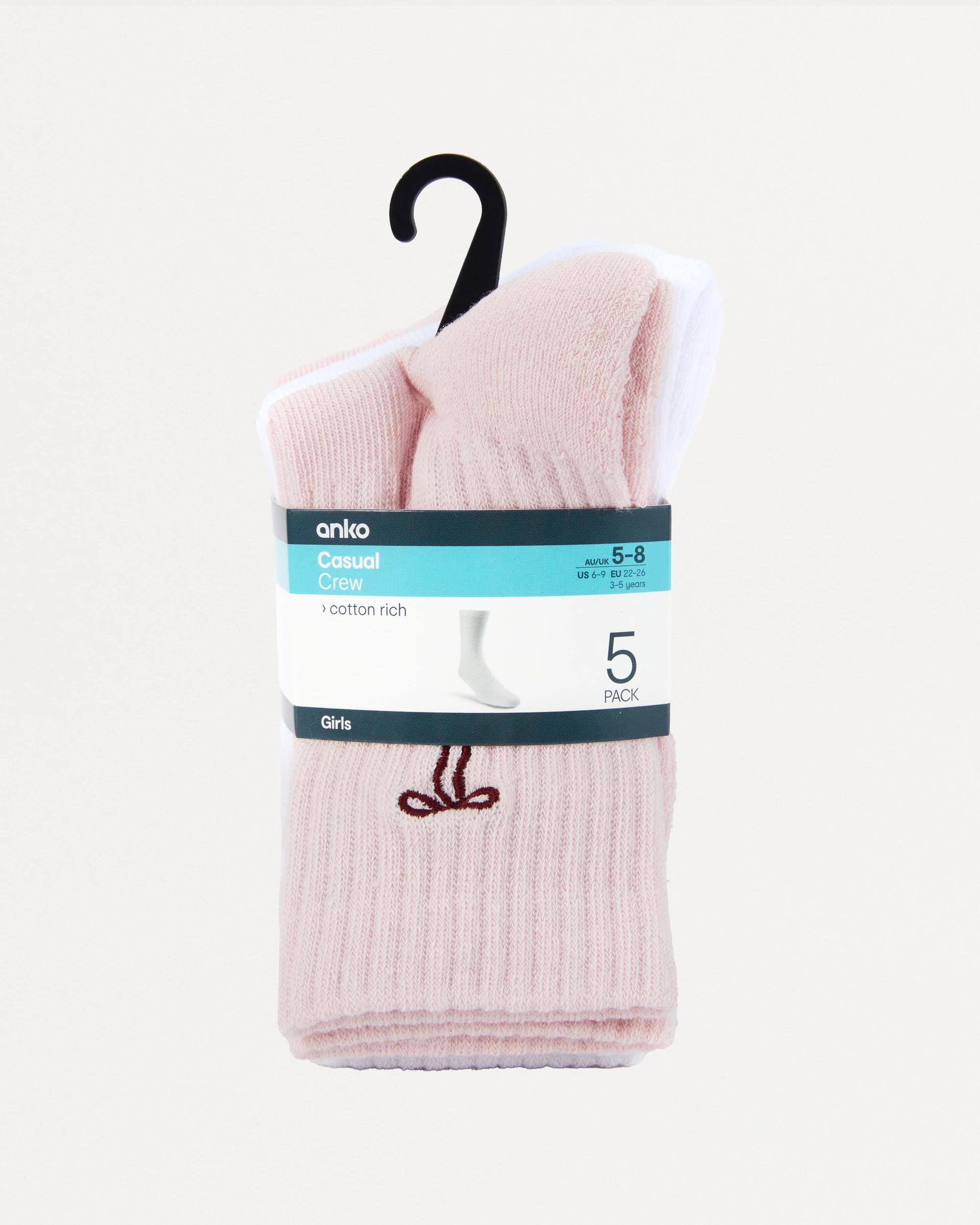 3 5 Pack Crew Socks Wht Strp, 3 of 3