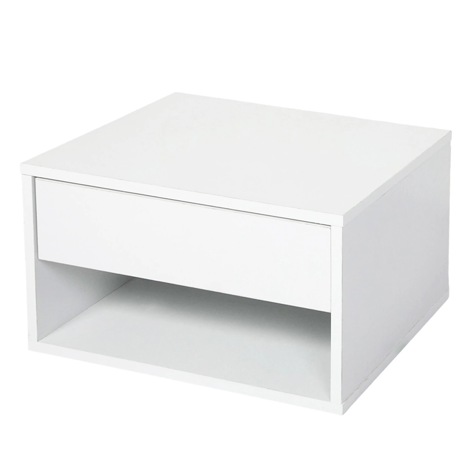 1 Levede 2 Floating Bedside Tables Storage Nightstand Bedroom Cabinet - White, 1 of 9