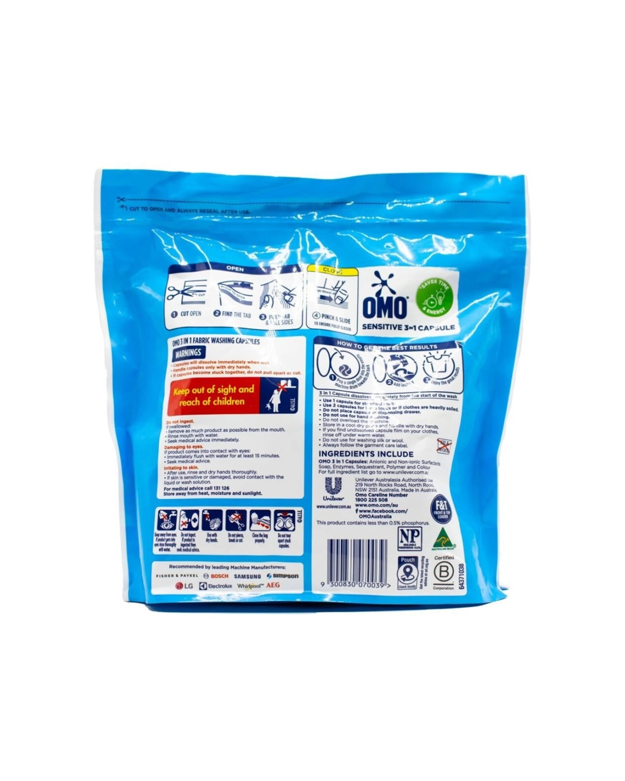 3 Omo Sensitive 3 In 1 Laundry Capsules 84pc No Added Fragrance Cold Wash, 3 of 3