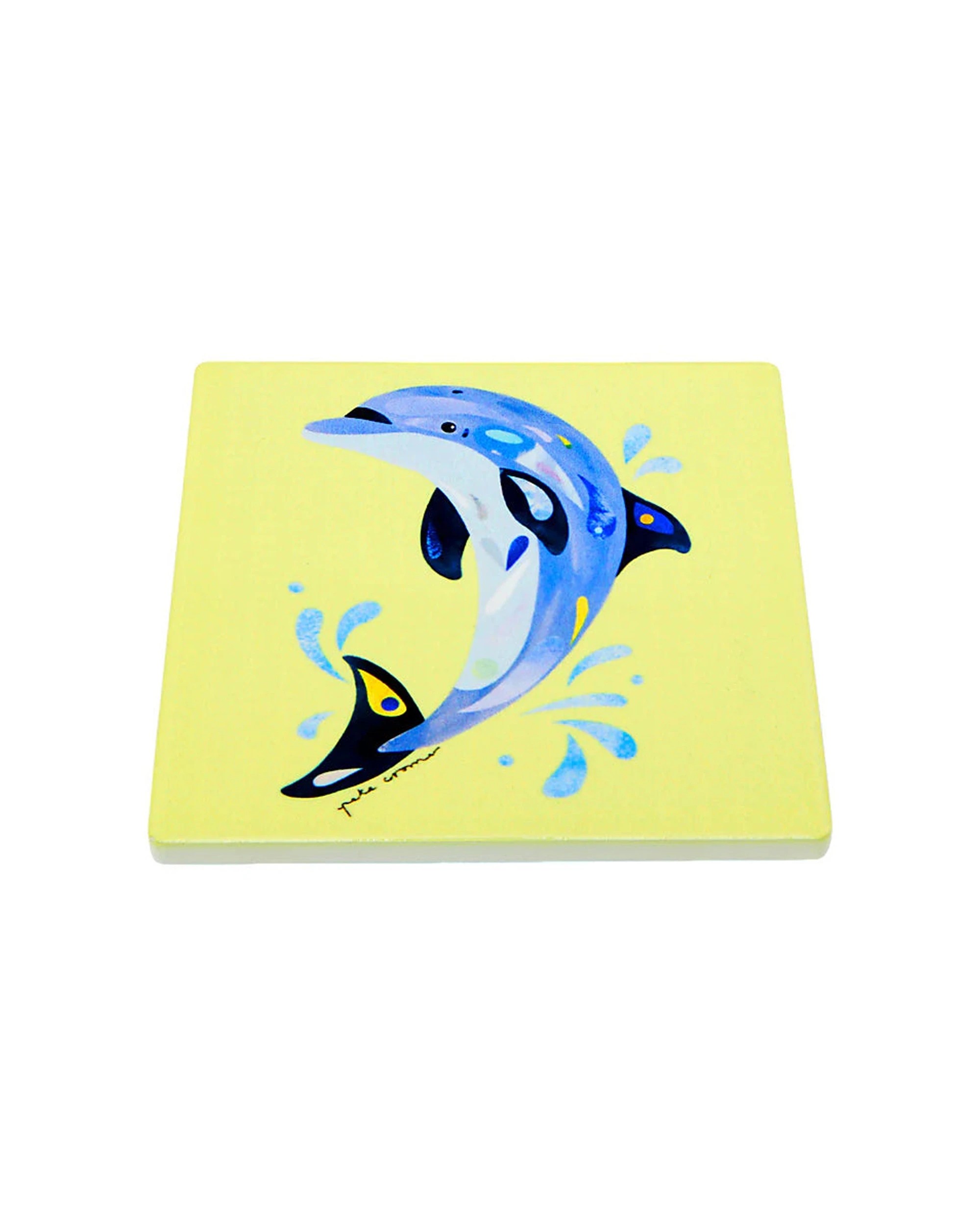 3 Maxwell & Williams Pete Cromer Ozzie Ocean Ceramic Square Coaster Dolphin
 - Yellow, 3 of 4