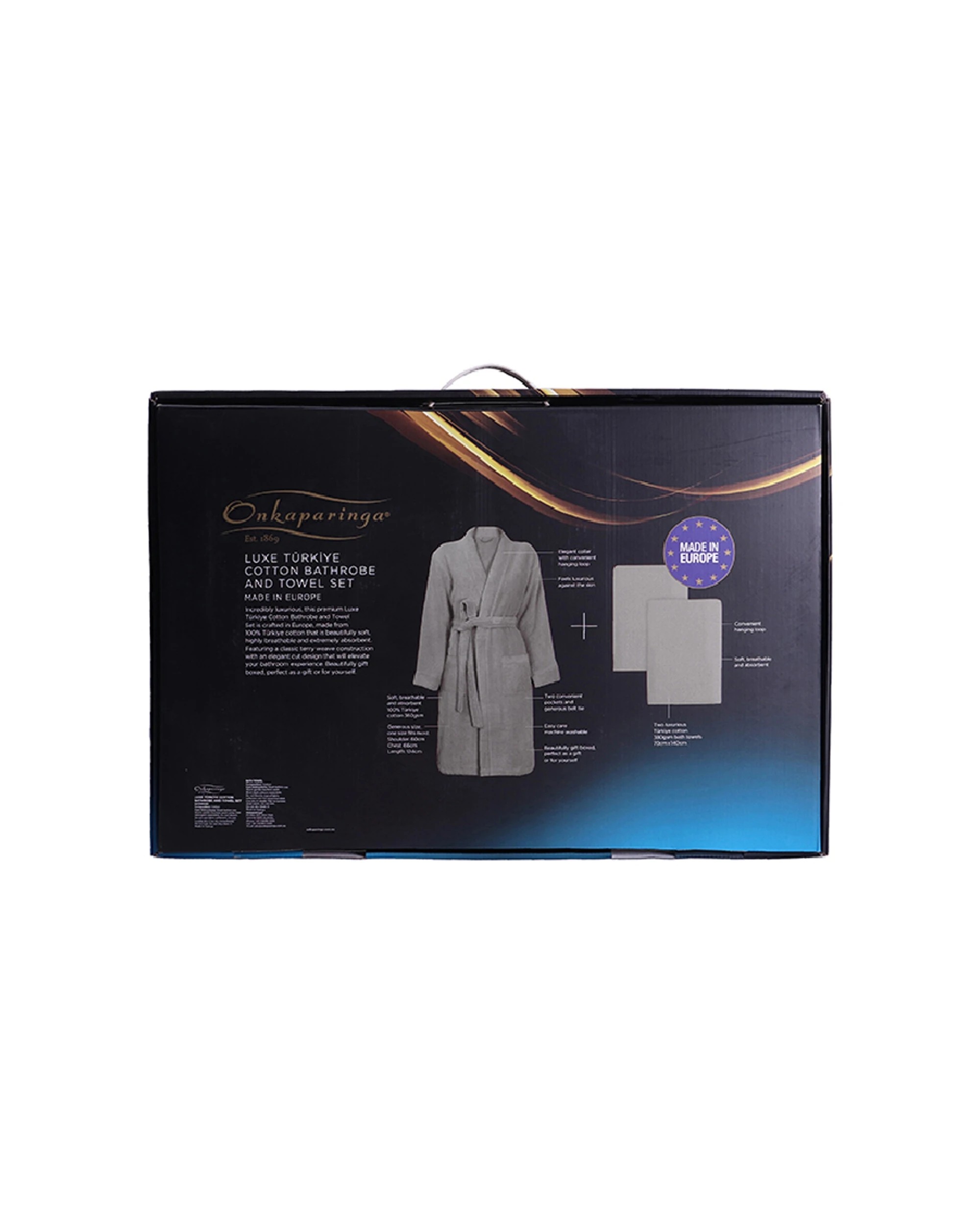 3 Luxe Turkey Cotton Bathrobe & Towel Set - Grey, 3 of 3