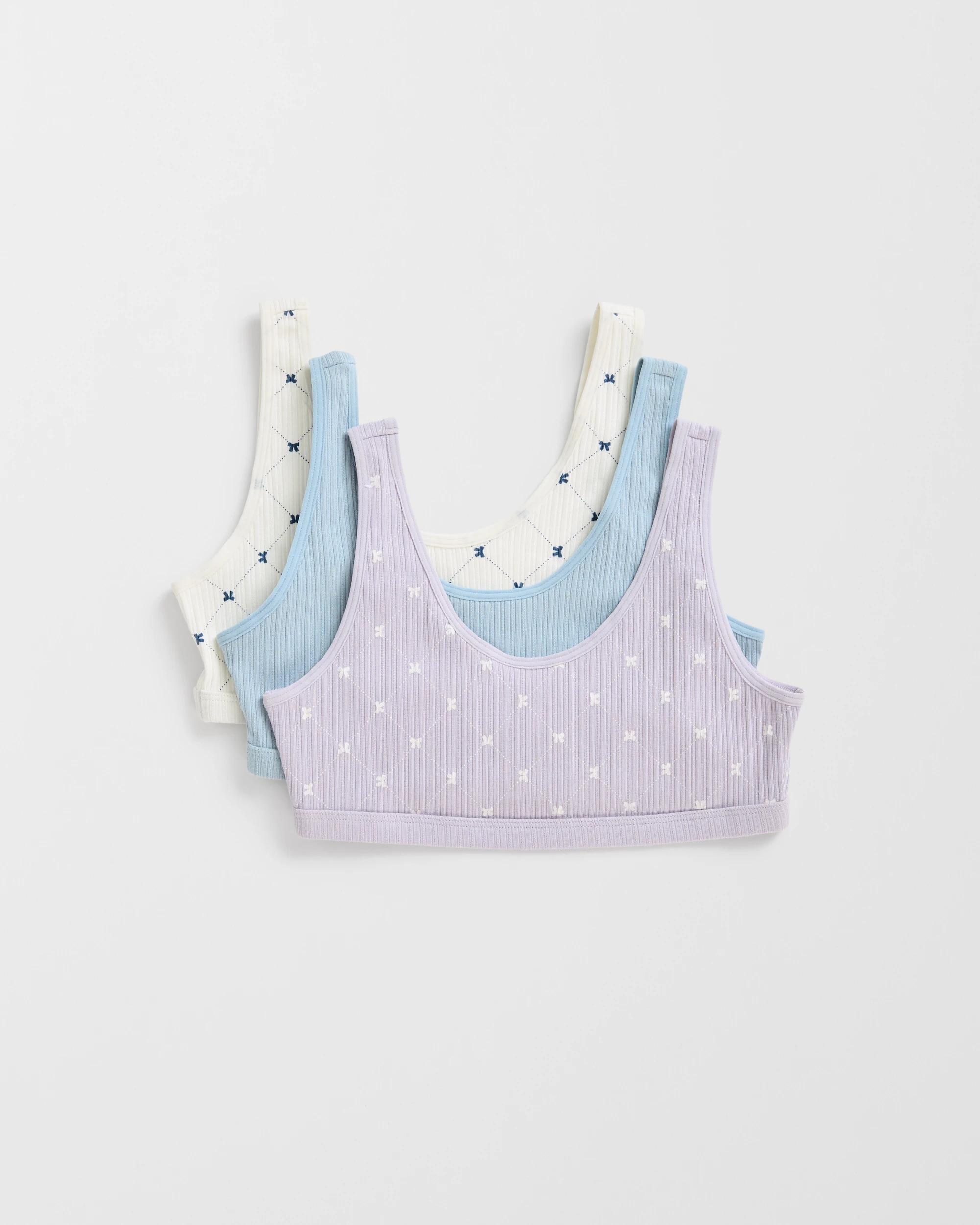1 Maxx Australian Cotton 3 Pack Older Girls Scoop Hang Crop Top LILAC DIAMOND, 1 of 1